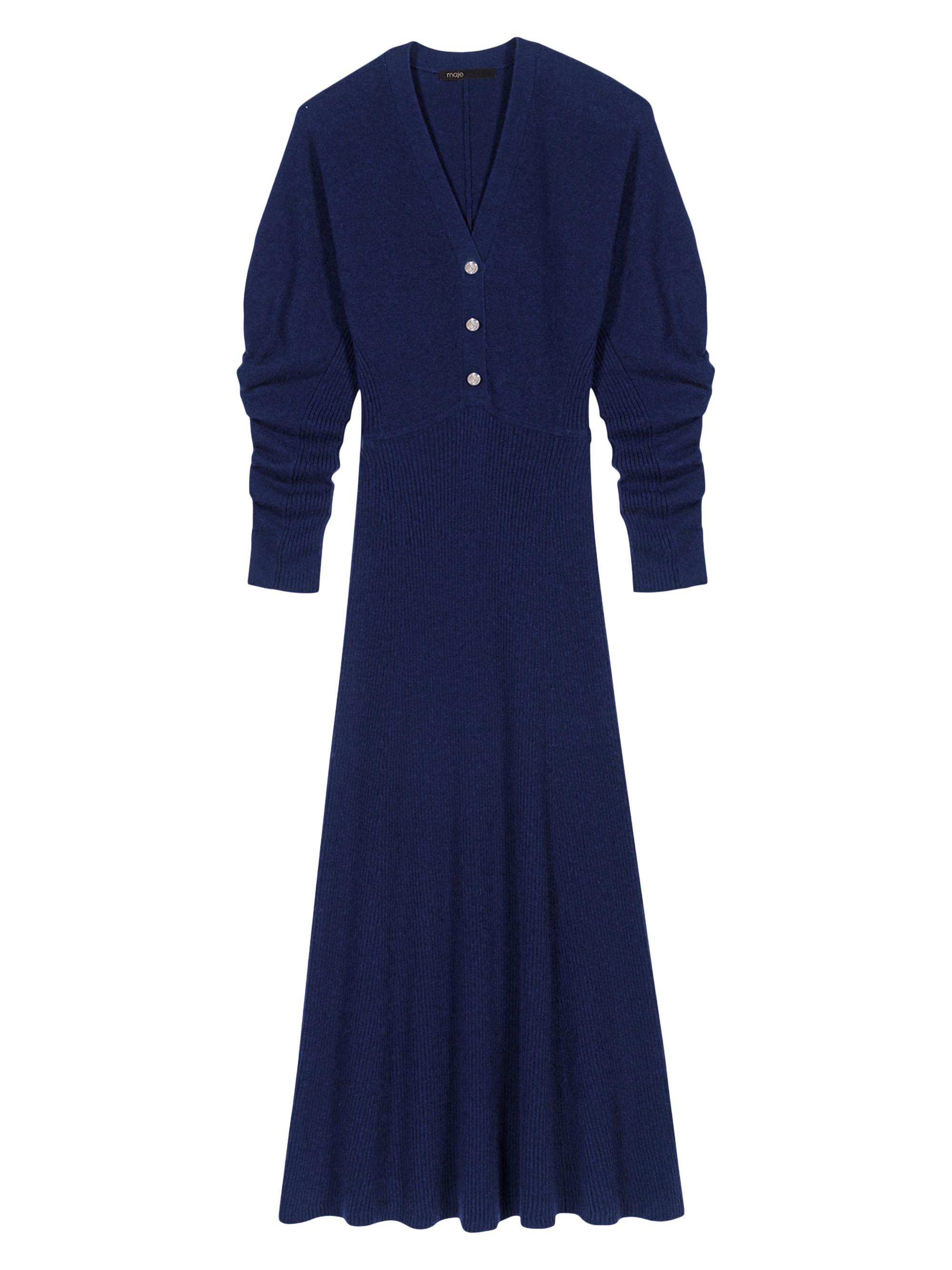 Maje Women's Knit Midi Dress - Navy Blue