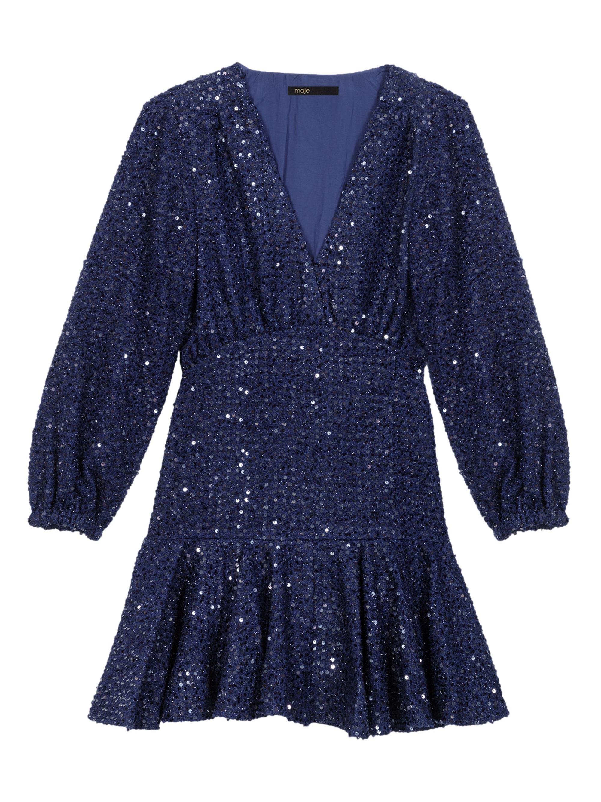 Maje Women's Short Sequin Dress - Navy Blue
