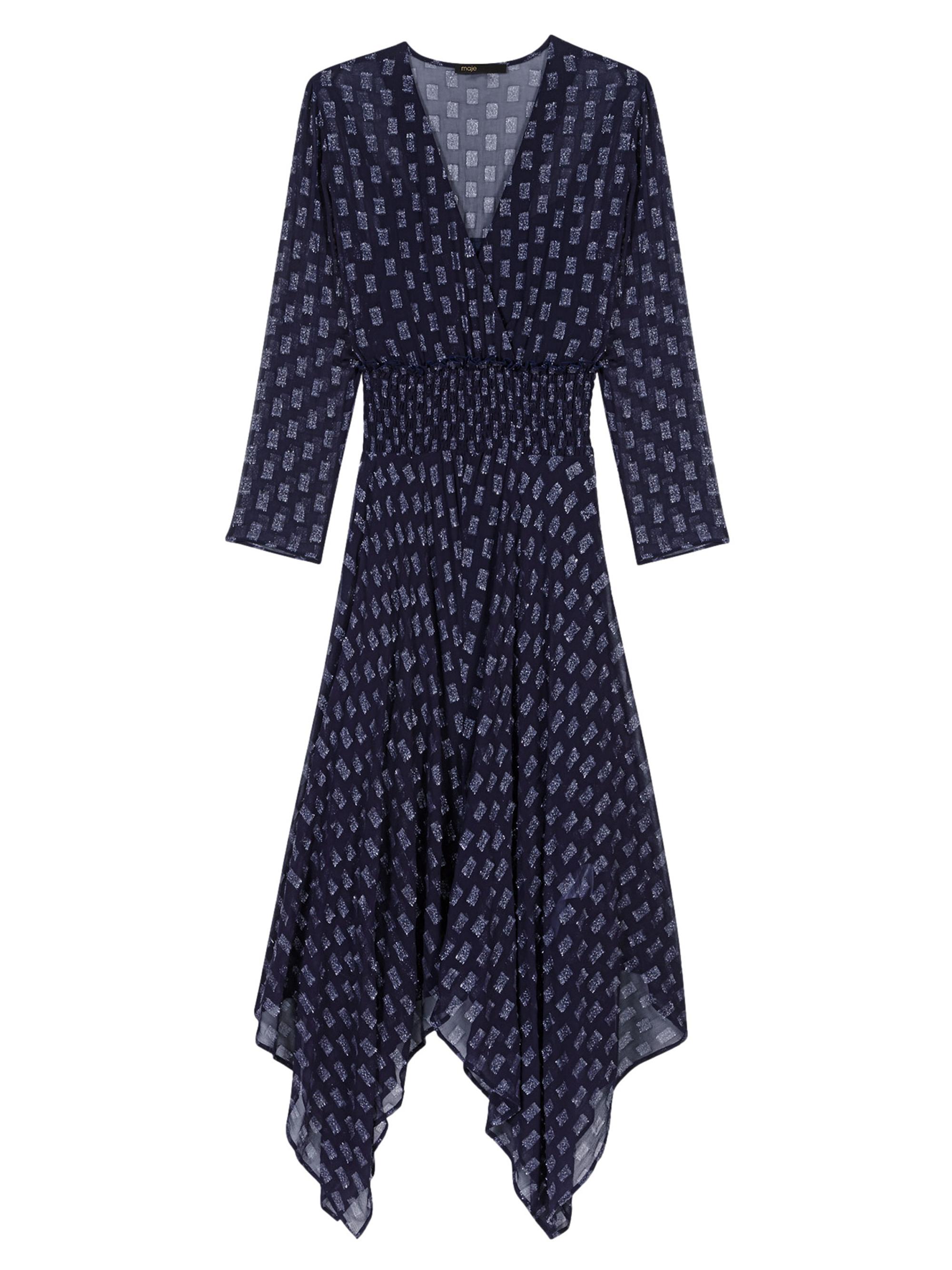 Maje Women's Asymmetrical Floral Maxi Dress - Navy