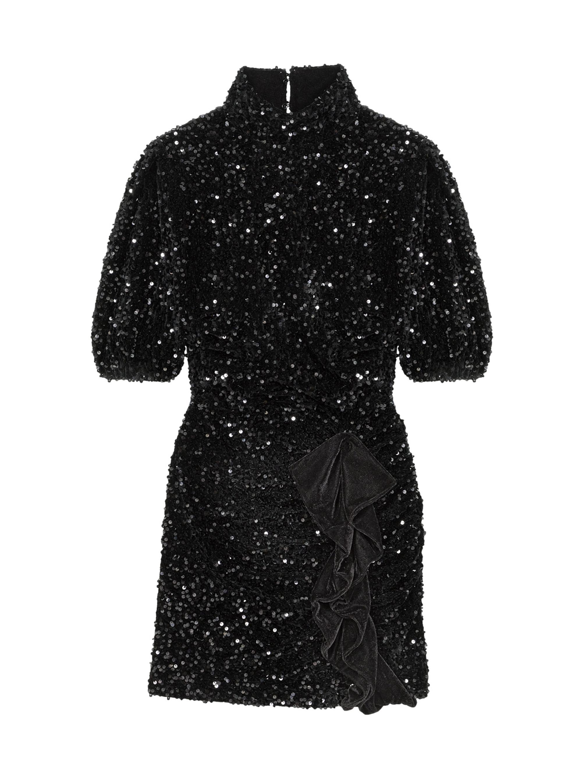 Maje Women's Short Velvet and Sequined Dress - Black