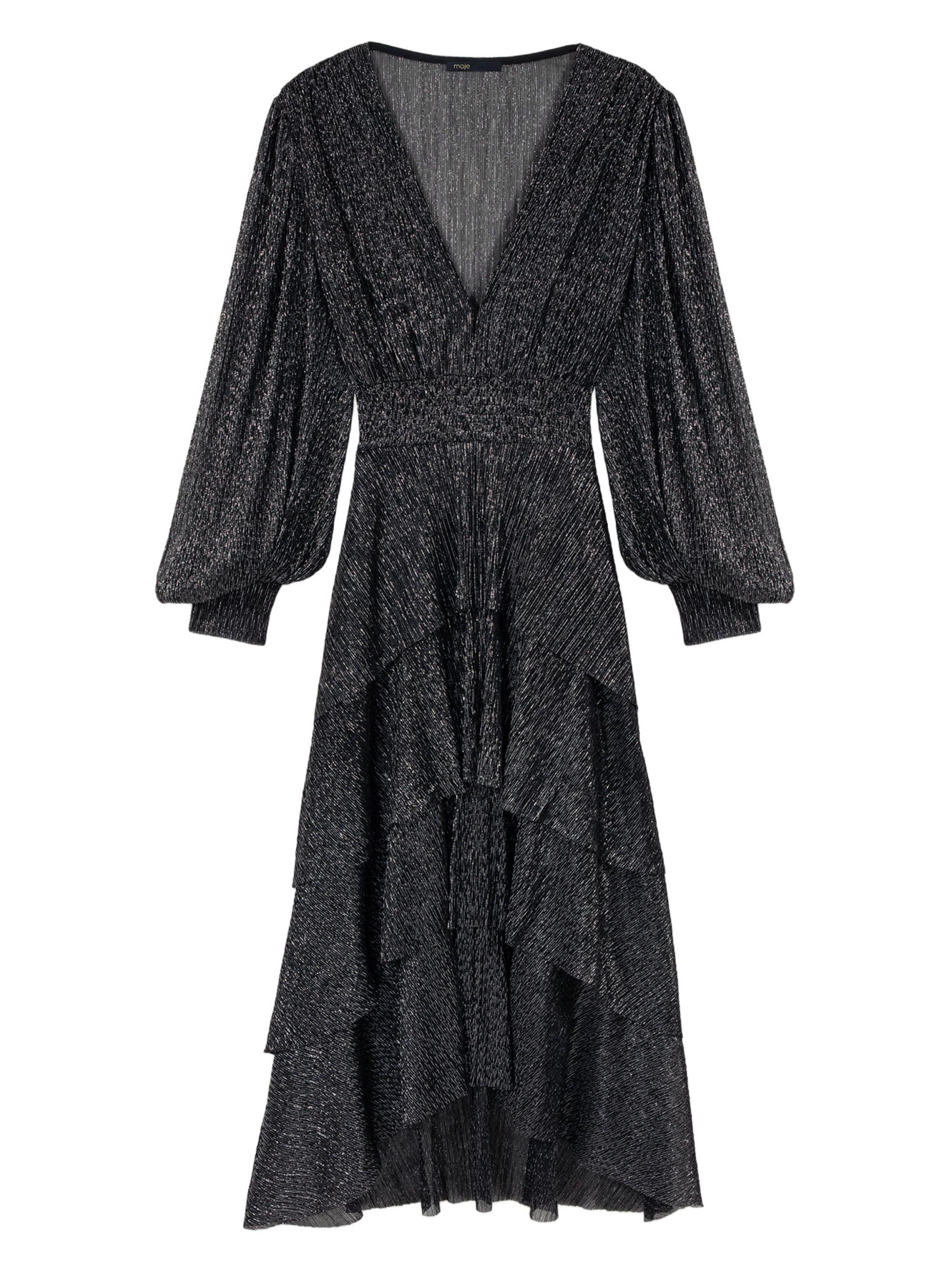 Maje Women's Ruffled Dress - Black Glitter