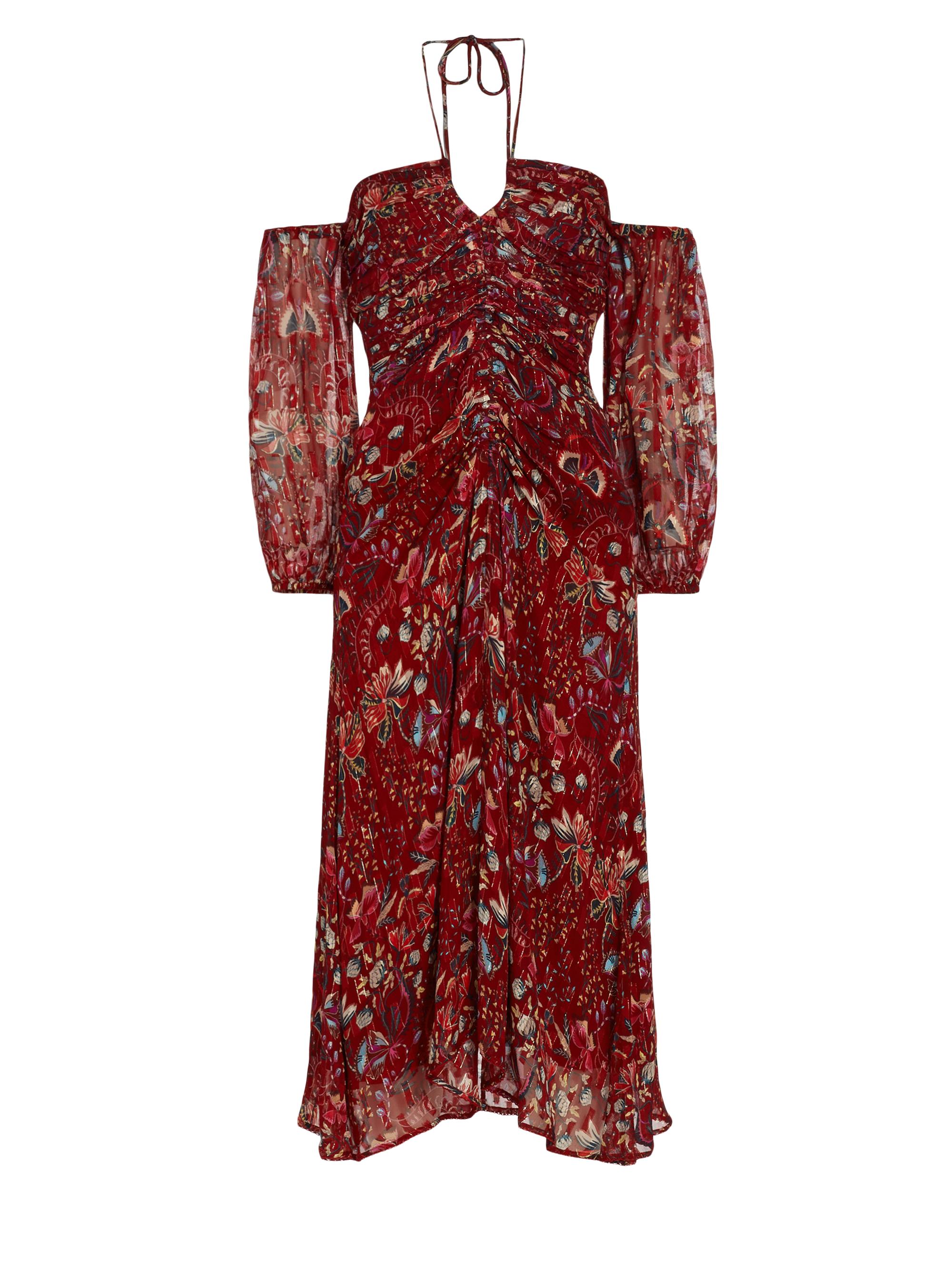 Maria Cher Women's Palermo Toribia Off-The-Shoulder Midi-Dress - Red Berries