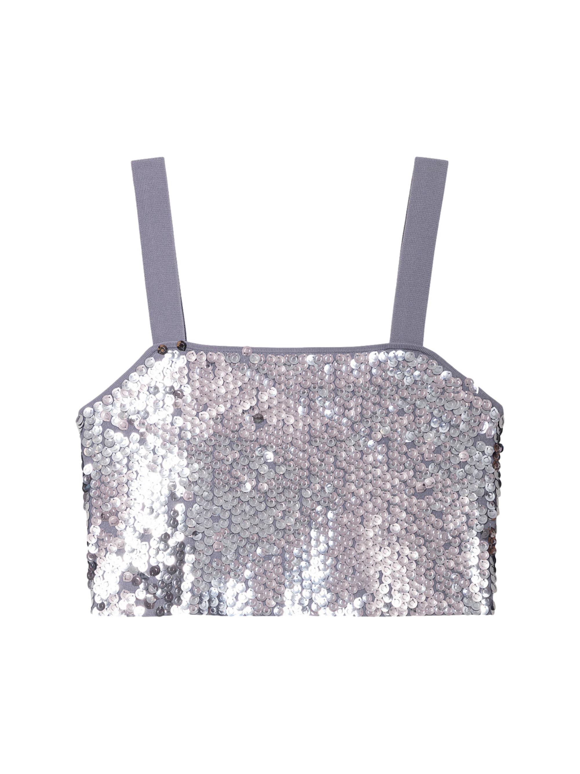 Maje Women's Sequinned Knit Top - Grey