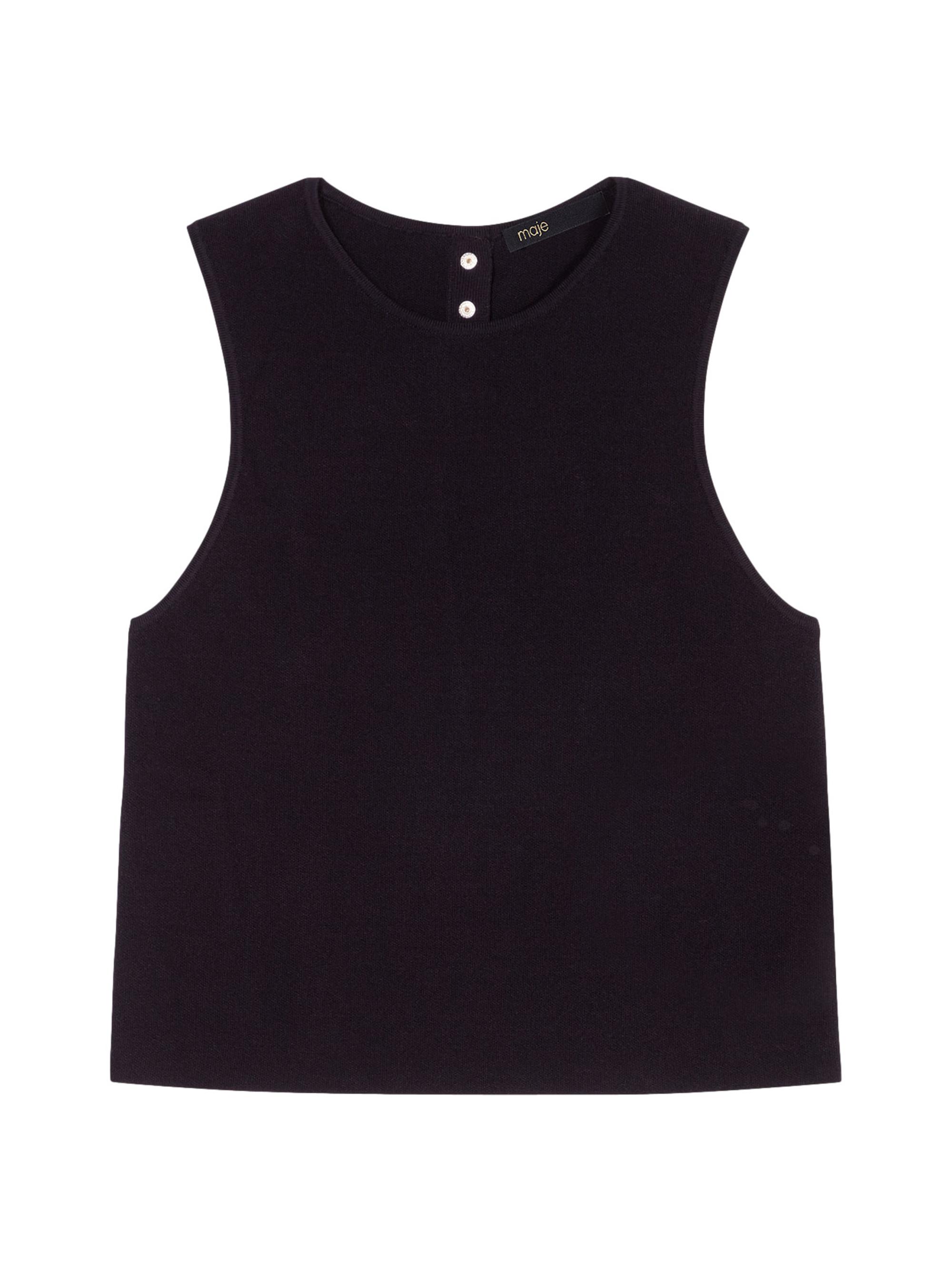 Maje Women's Knit Crop Top - Black