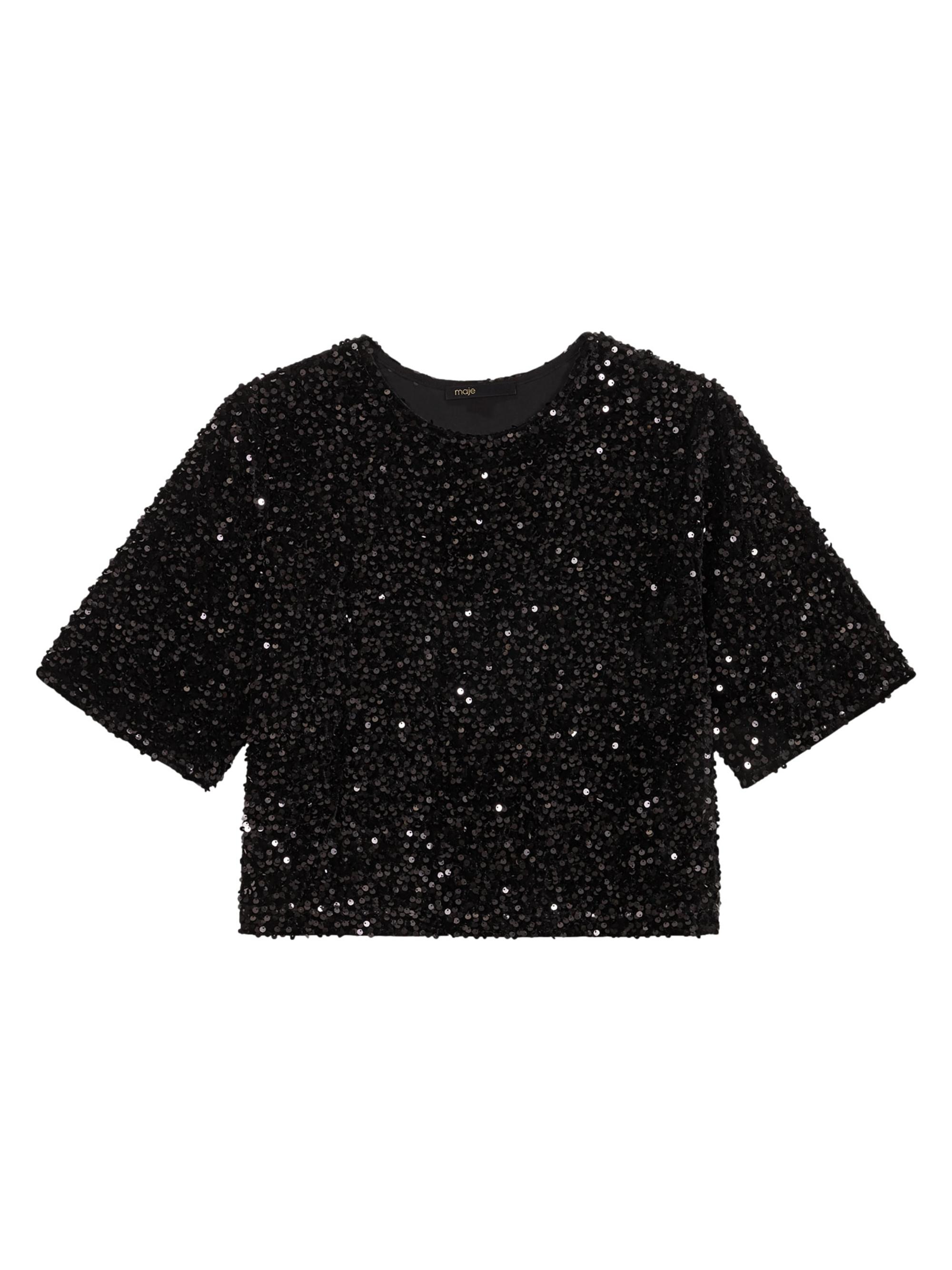 Maje Women's Sequinned Velvet Top - Black