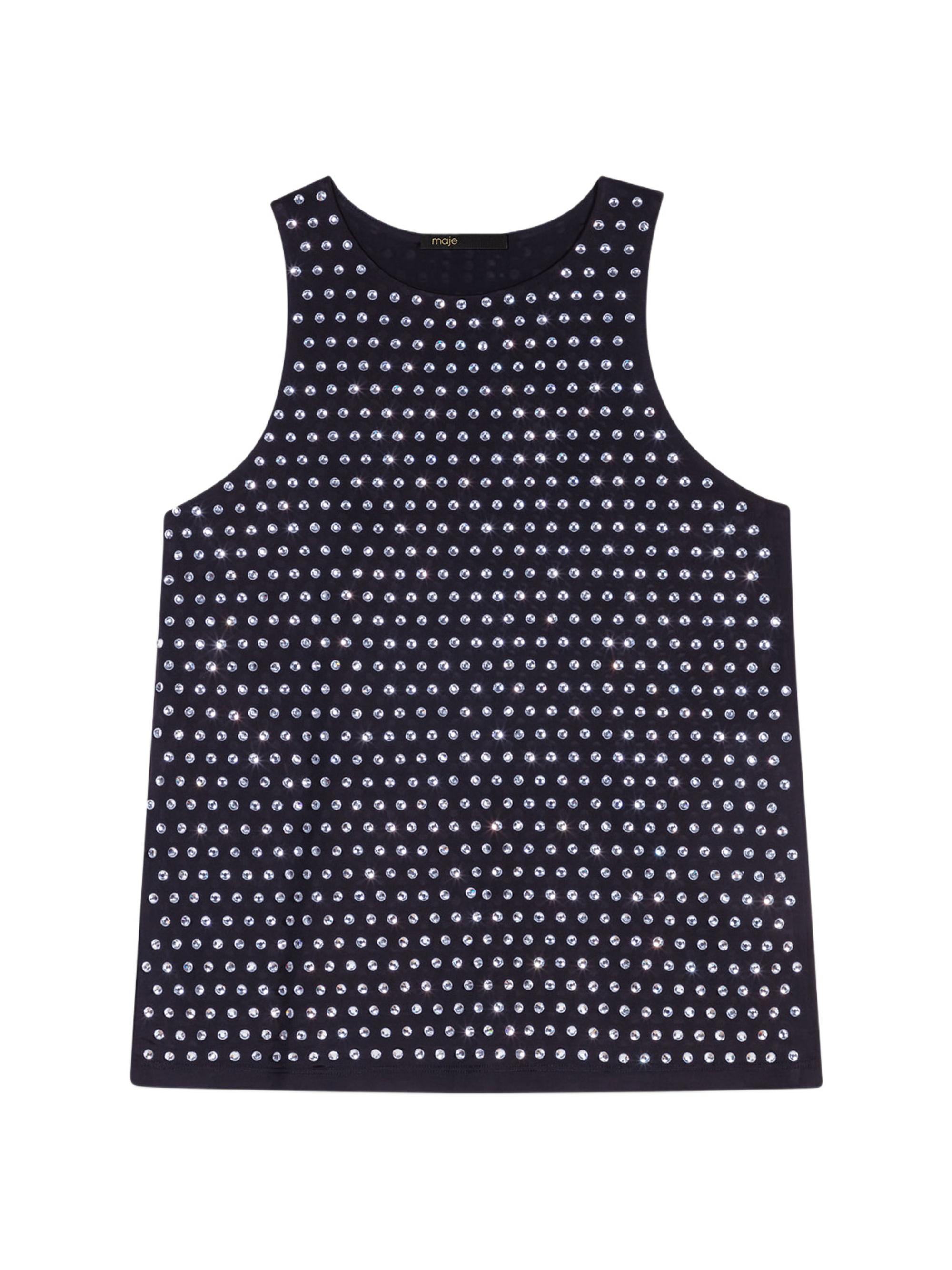 Maje Women's Rhinestone Tank Top - Black
