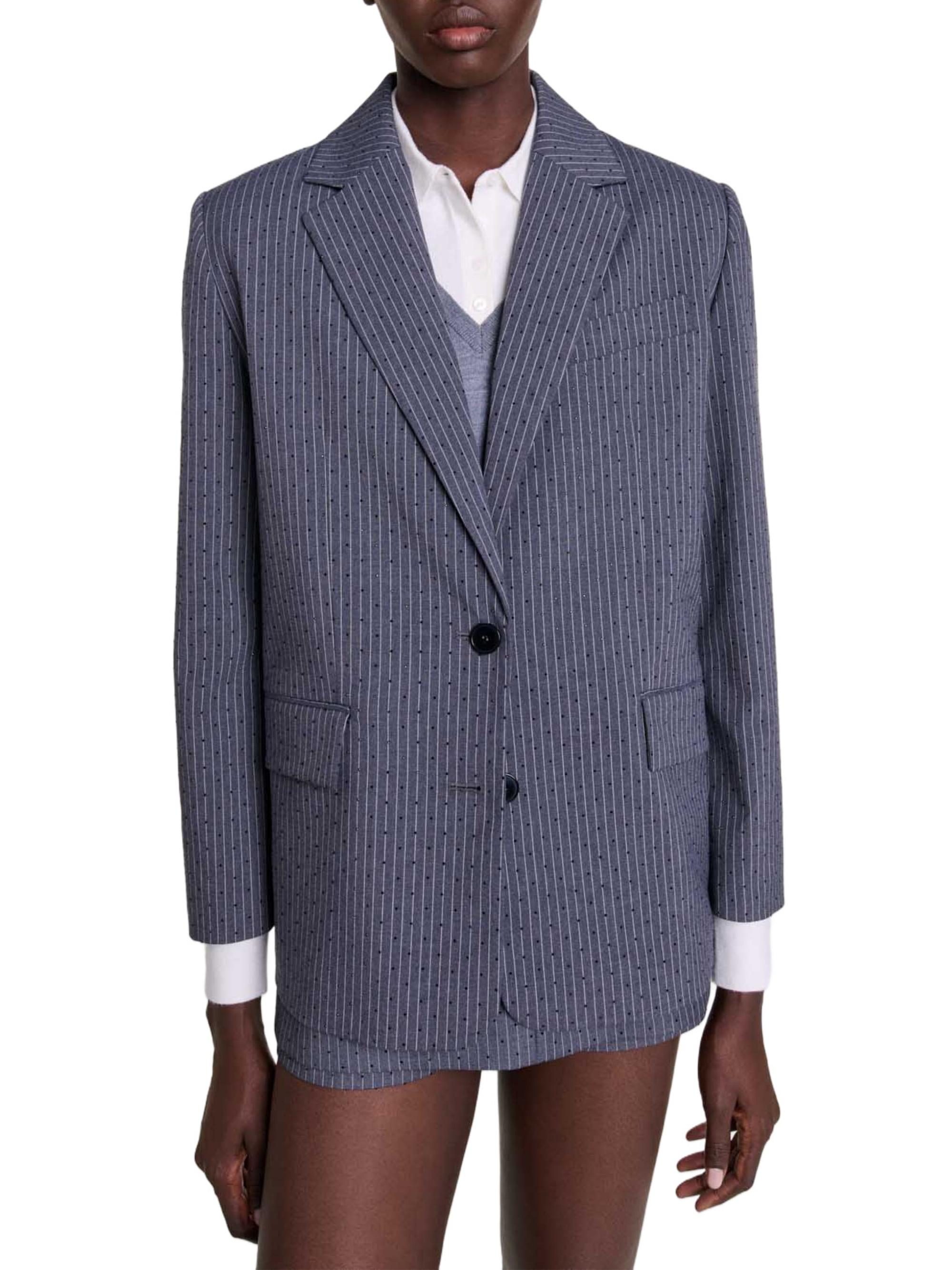 Maje Women's Rhinestone Suit Jacket - Blue