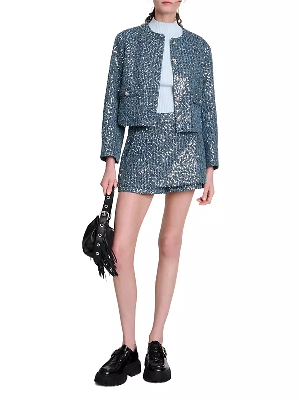 Shop Maje Sequinned Tweed Jacket | Saks Fifth Avenue Shop Maje Sequinned Tweed Jacket | Saks Fifth Avenue