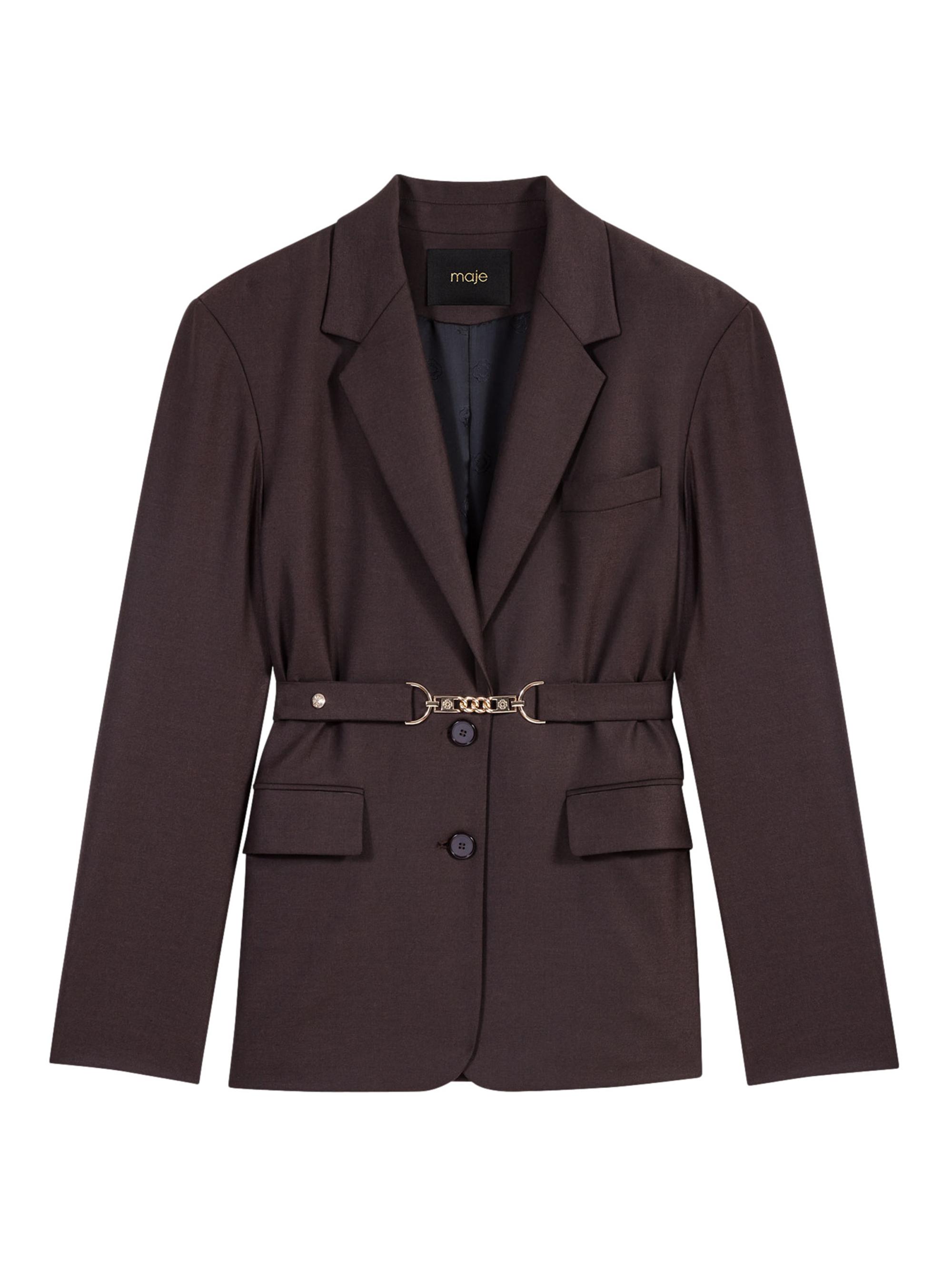 Maje Women's Belted Suit Jacket - Brown