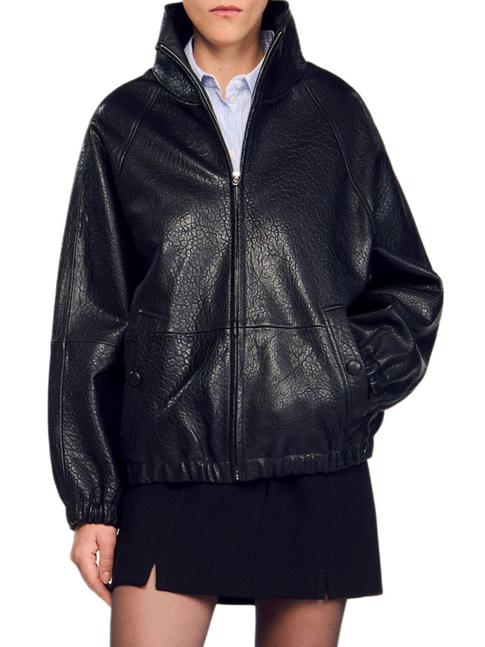 新品 即完品 F／LEATHER OVER SIZED JACKET ボア 黒 Oversized leather bomber jacket in black - The Attico