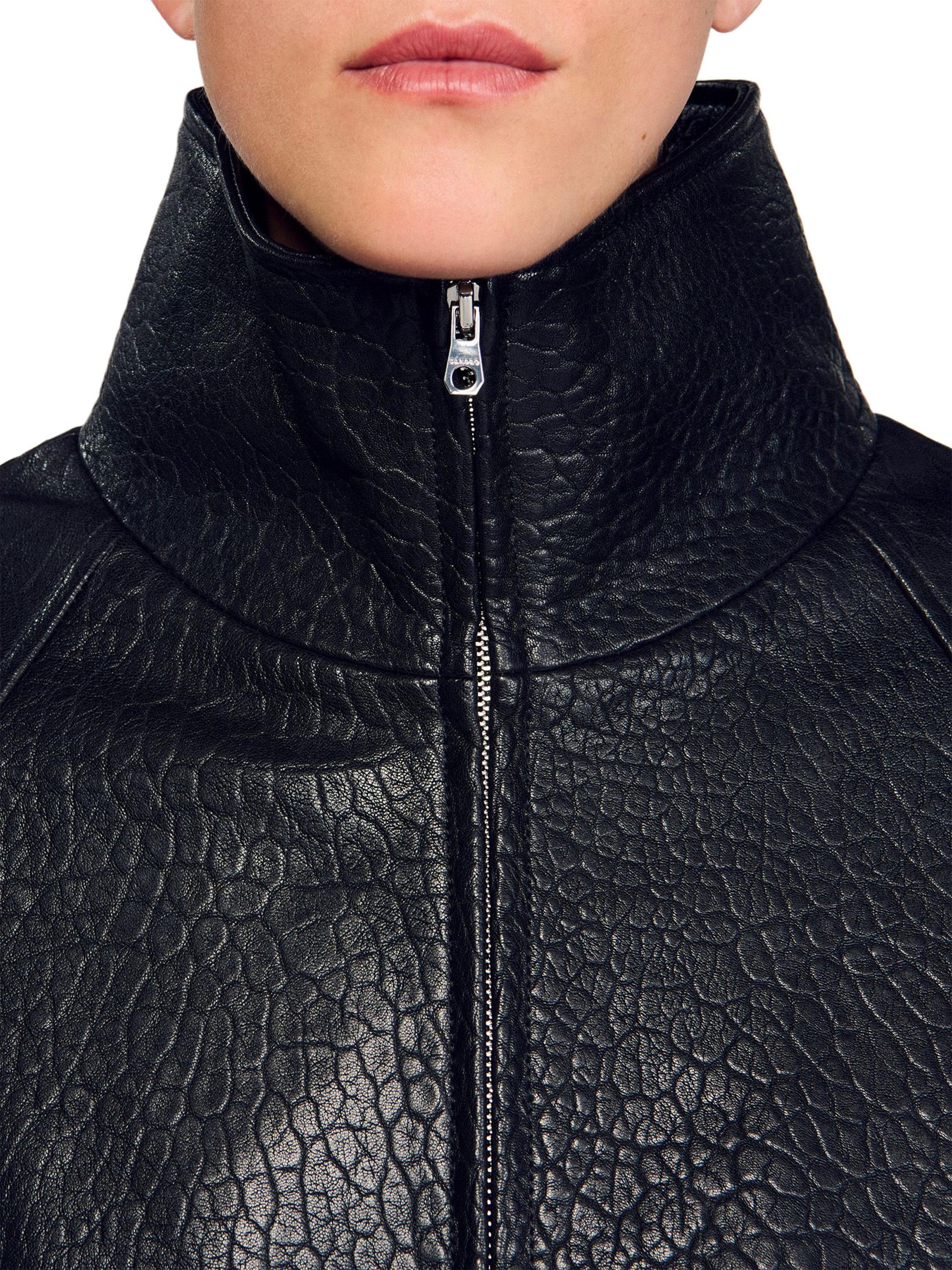 新品 即完品 F／LEATHER OVER SIZED JACKET ボア 黒 Oversized leather bomber jacket in black - The Attico