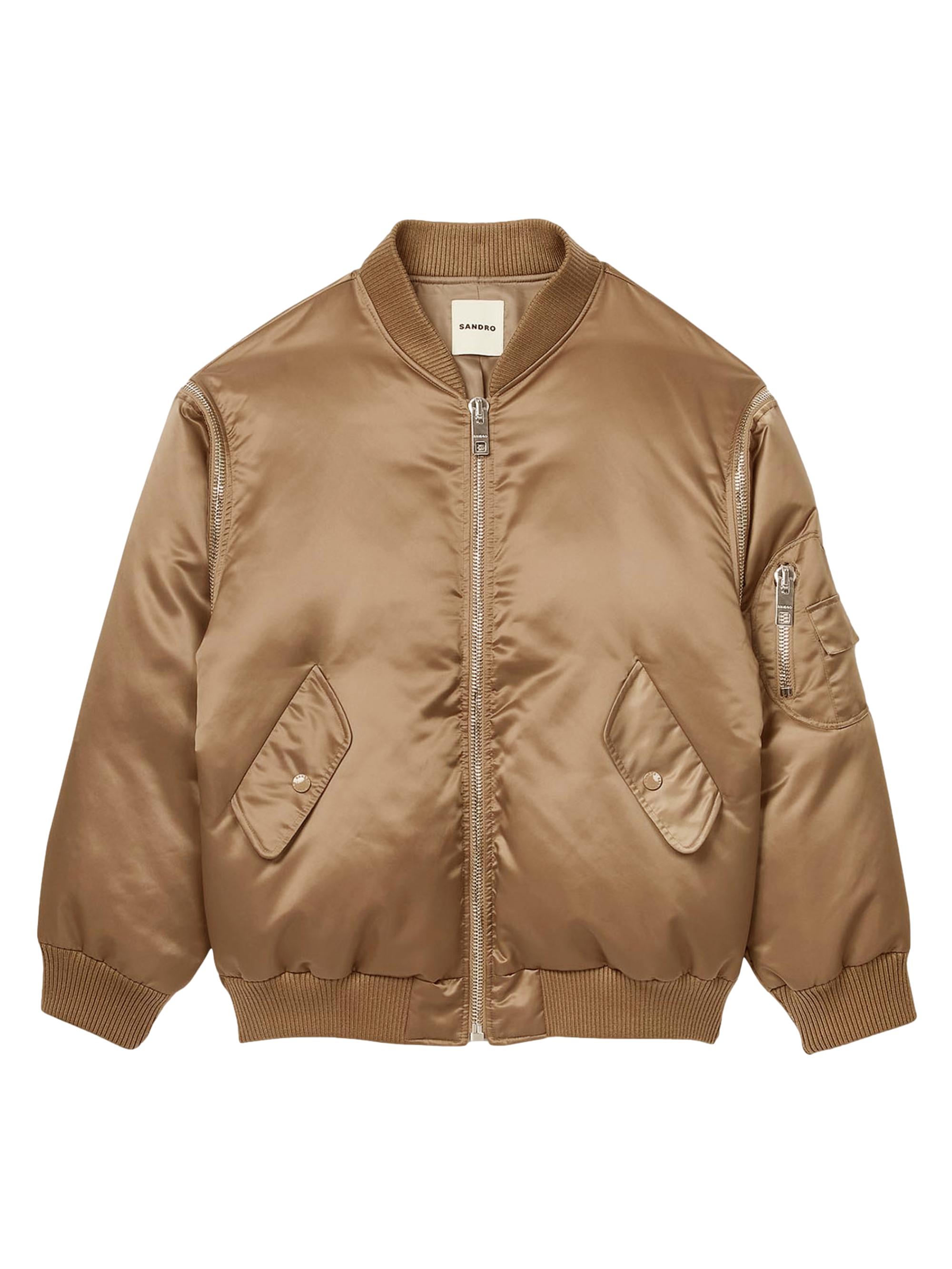 Sandro Women's Satin Look Bomber Jacket - Beige