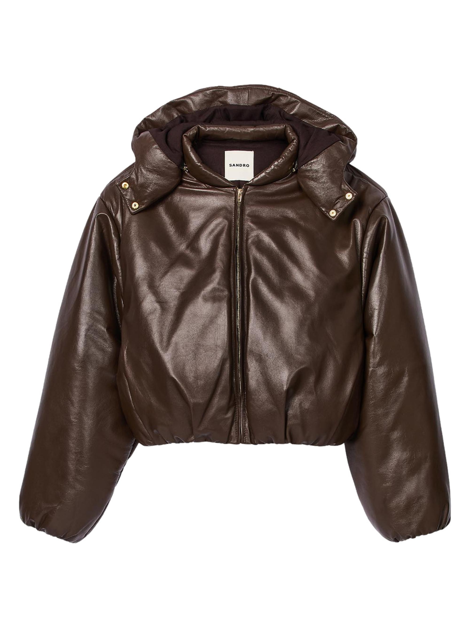 Sandro Women's Glazed Leather Jacket - Brown