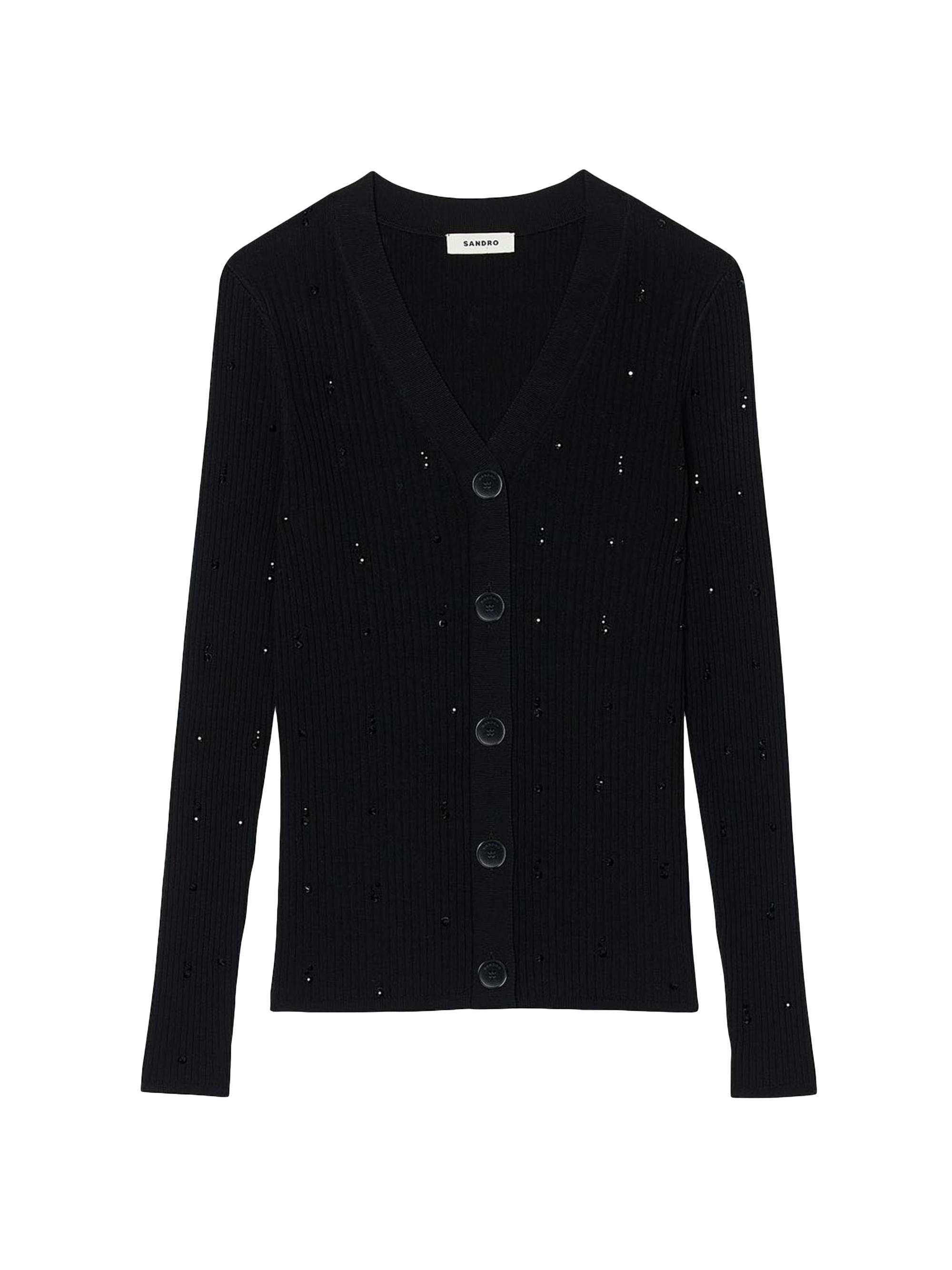 Sandro Women's Rhinestone Cardigan - Black