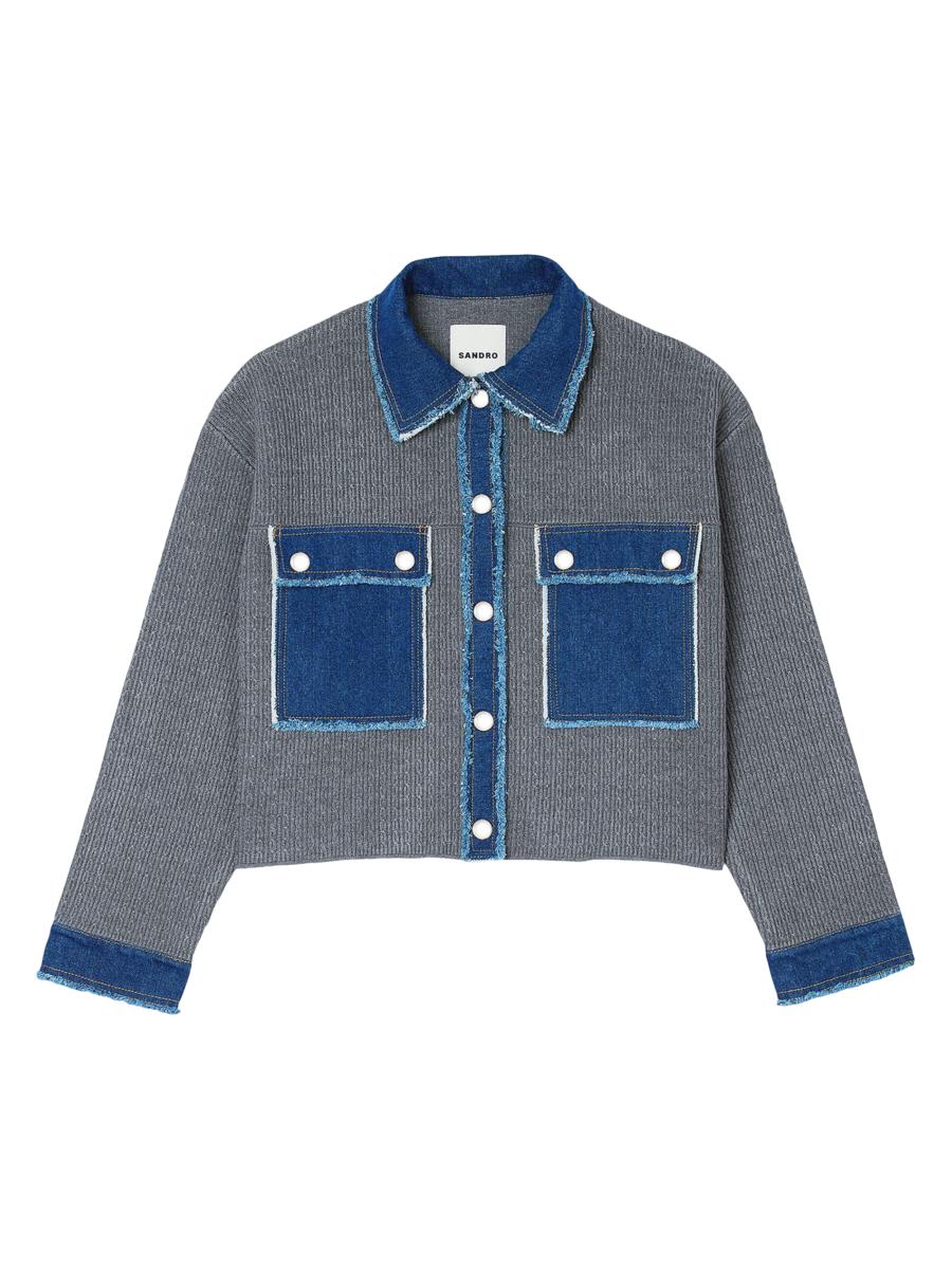 Sandro Denim and Knitwear Coatigan | Saks Fifth Avenue