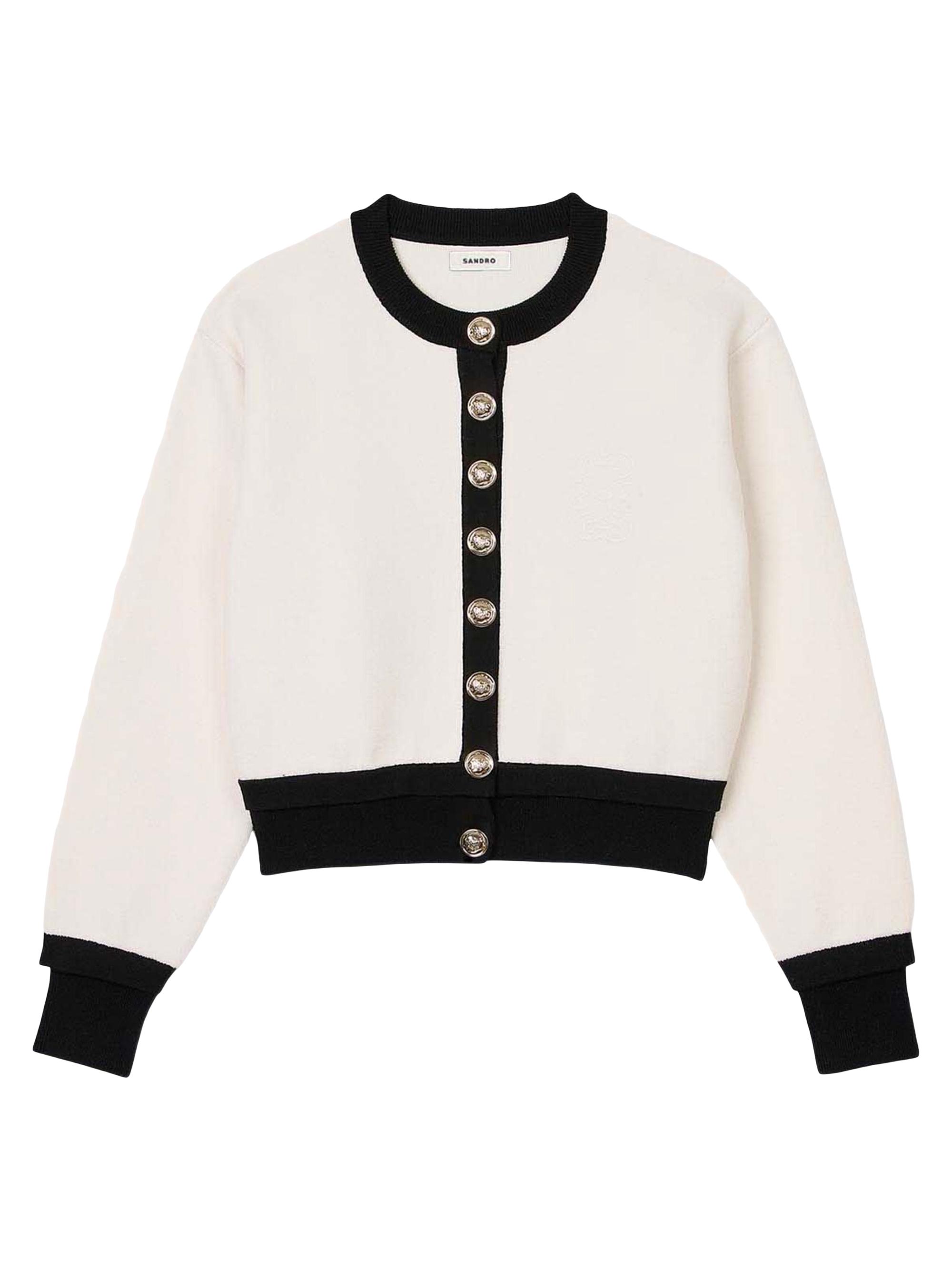 Sandro Women's Knit Cardigan - Ecru Black