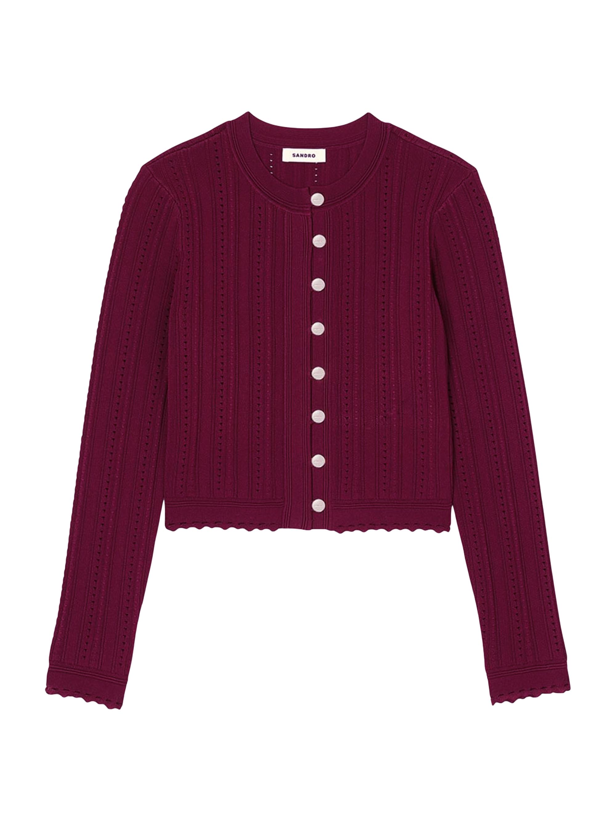 Sandro Women's Cable Knit Cardigan - Burgundy