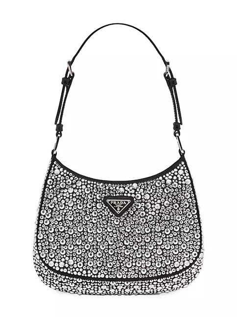 Prada Cleo Floral Leather Bag in White