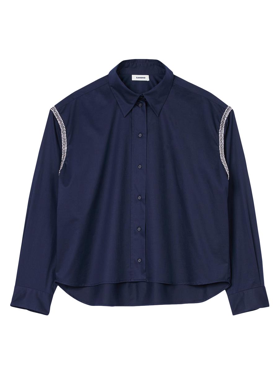 Shop Sandro Denim Shirt with Rhinestones | Saks Fifth Avenue Shop Sandro Denim Shirt with Rhinestones | Saks Fifth Avenue