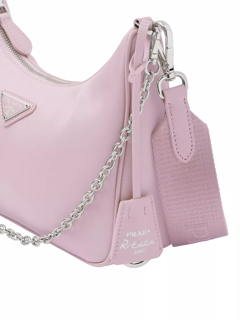 PRADA Re-Edition Hobo Bag in Pink Nylon