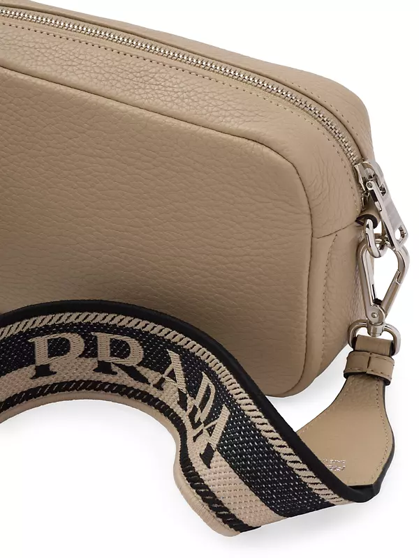 PRADA Leather Chain Crossbody Clutch Bag Wallet Beige Gold