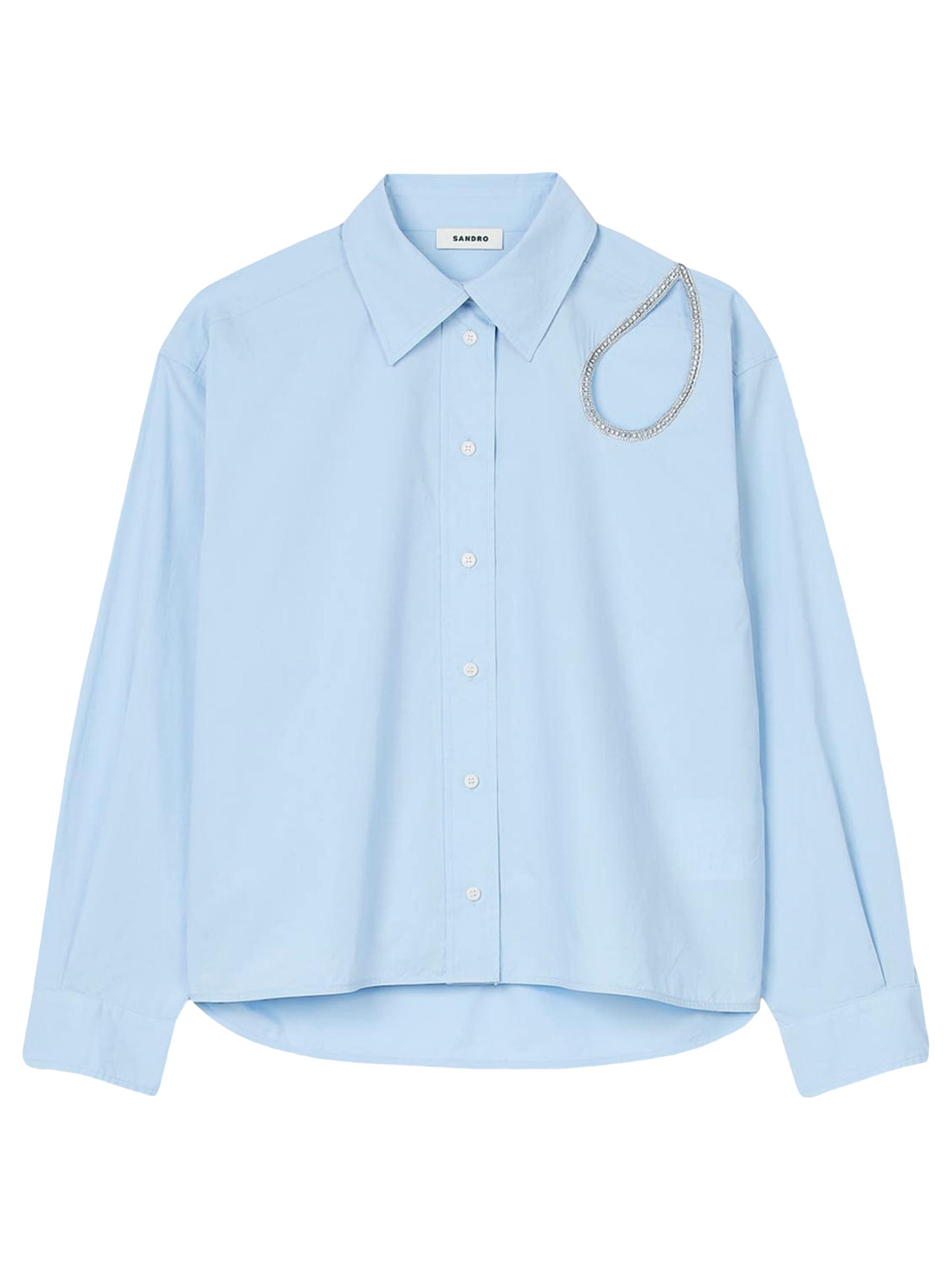 Sandro Women's Rhinestone Teardrop Shirt - Sky Blue