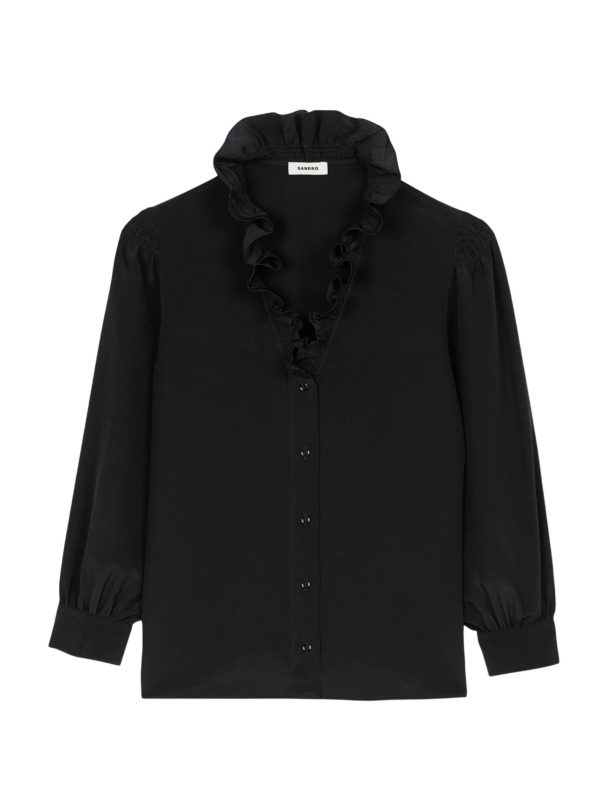 Sandro Women's Flowy Silk Shirt - Black