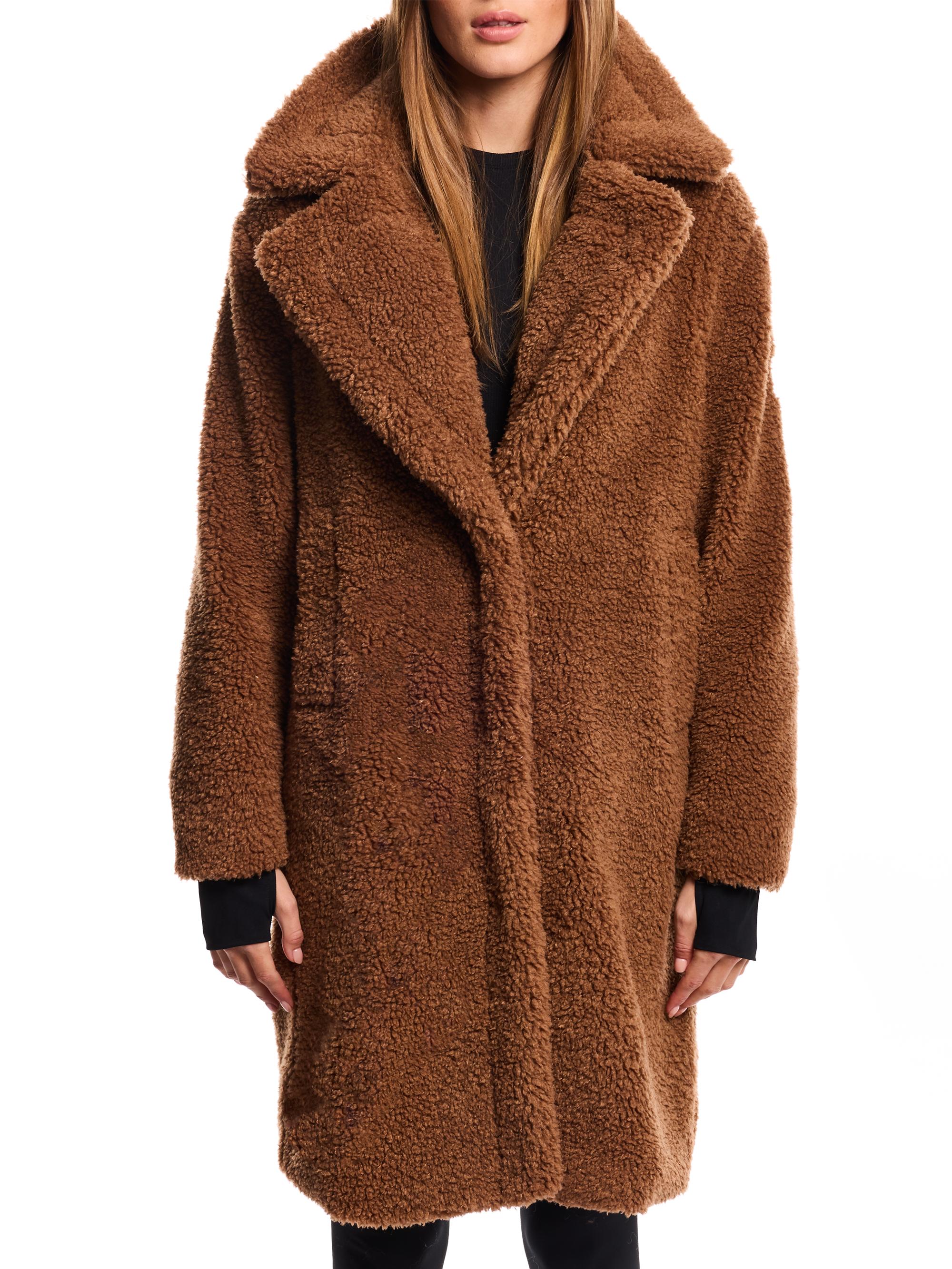 SAM. Women's Sherpa Leather-Trimmed Coat - Teddi