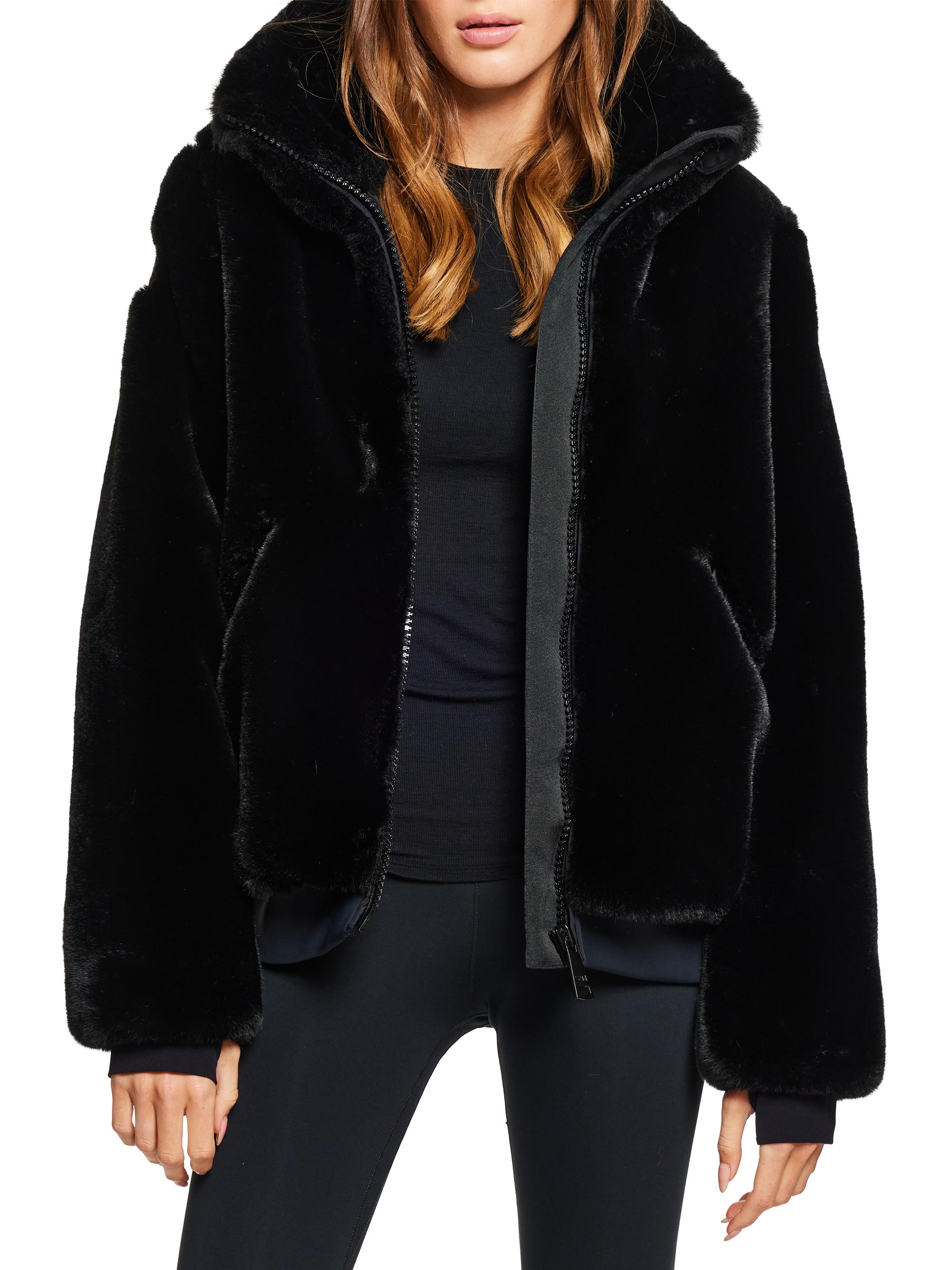 SAM. Women's Zip-Front Faux Fur Jacket - Black