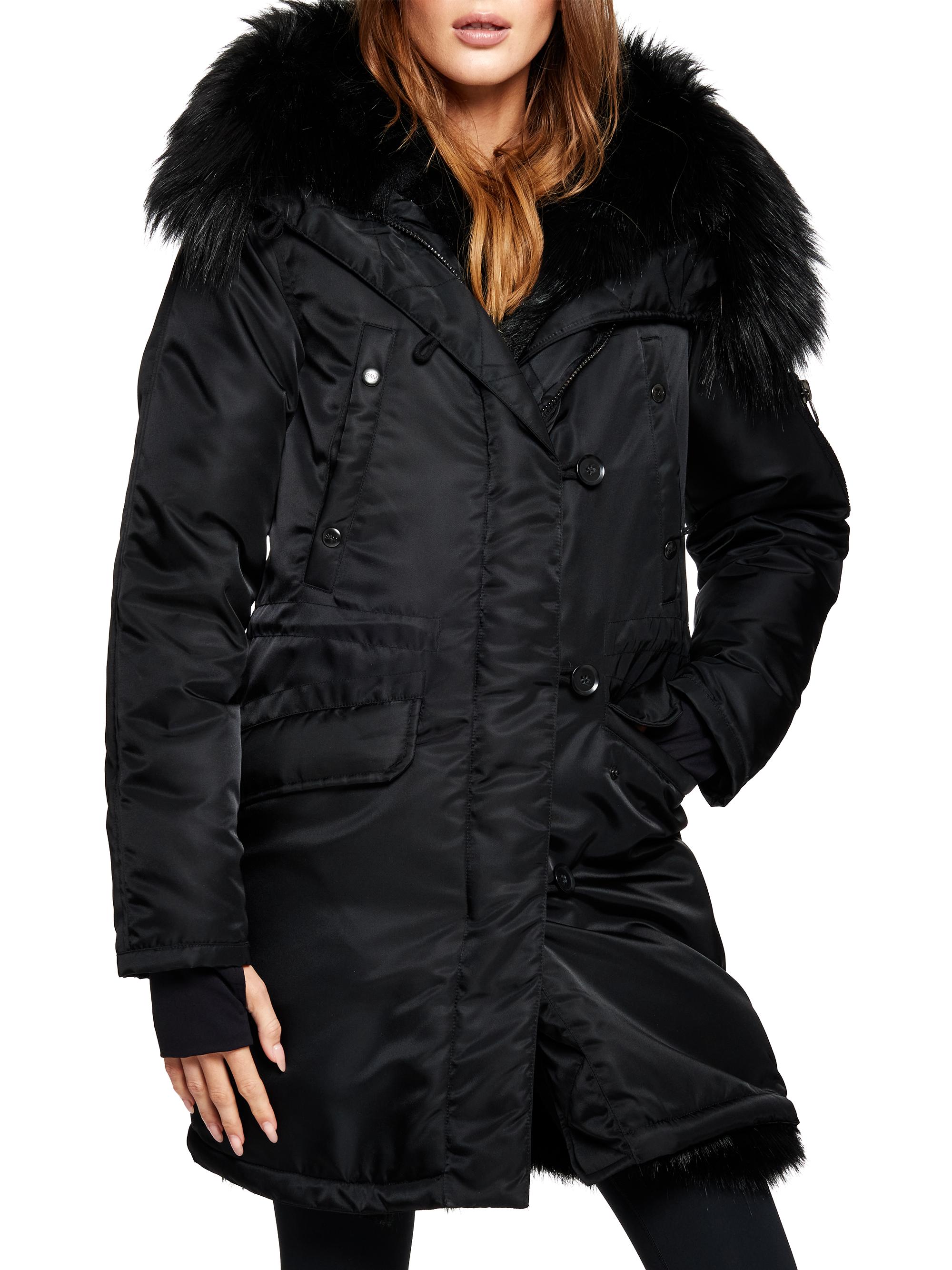 SAM. Women's Stella Faux Fur-Lined Down Coat - Black | Thumbnail 2