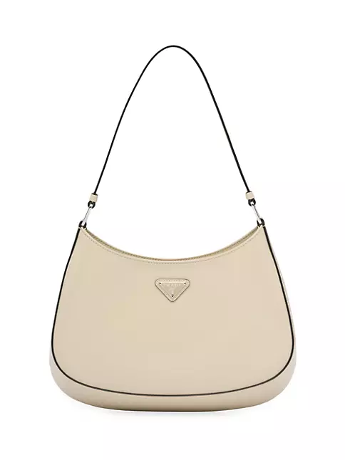 Prada - Cleo White Brushed Leather Shoulder Bag