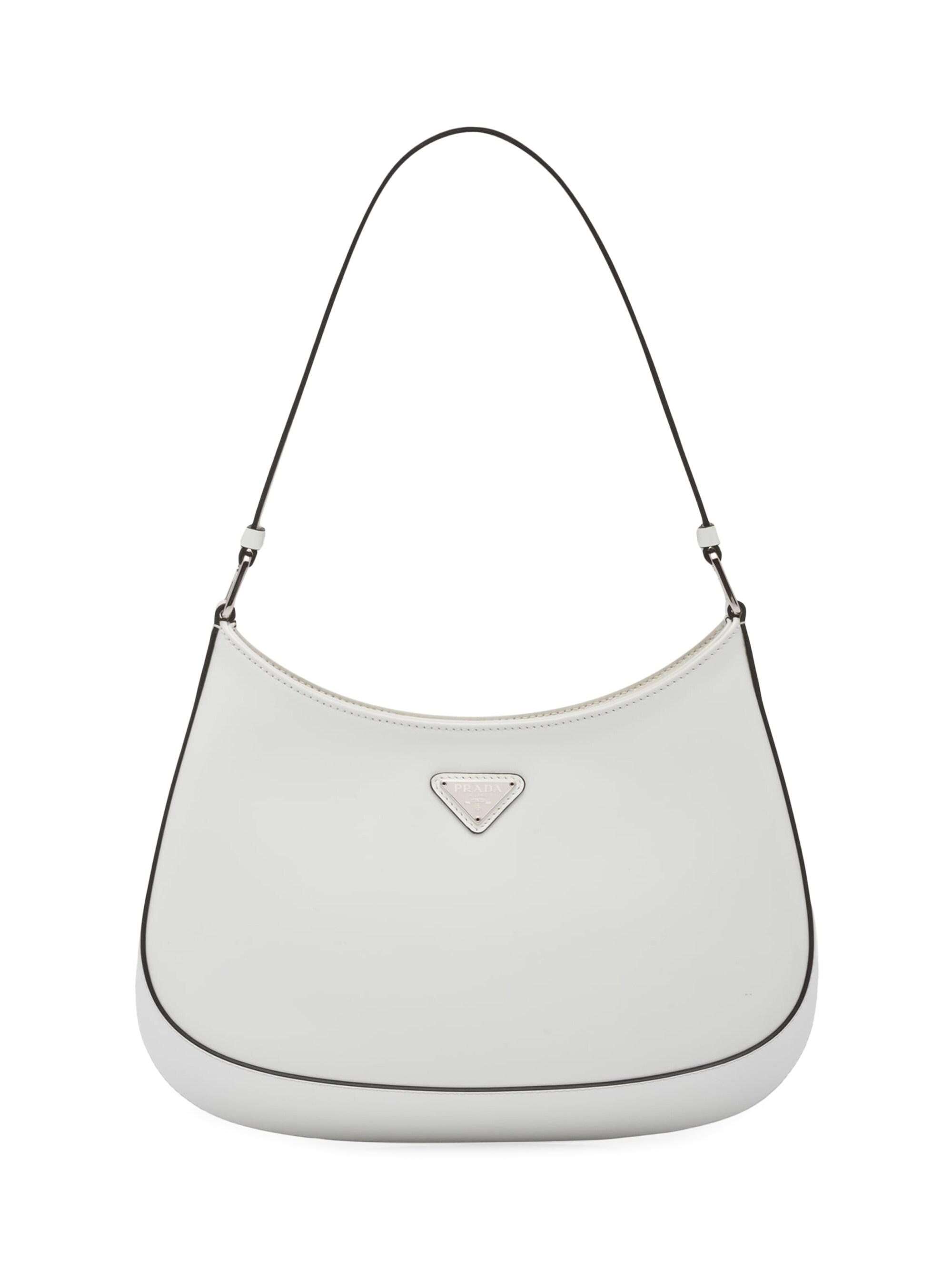 Prada Women's Cleo Brushed Leather Shoulder Bag - White