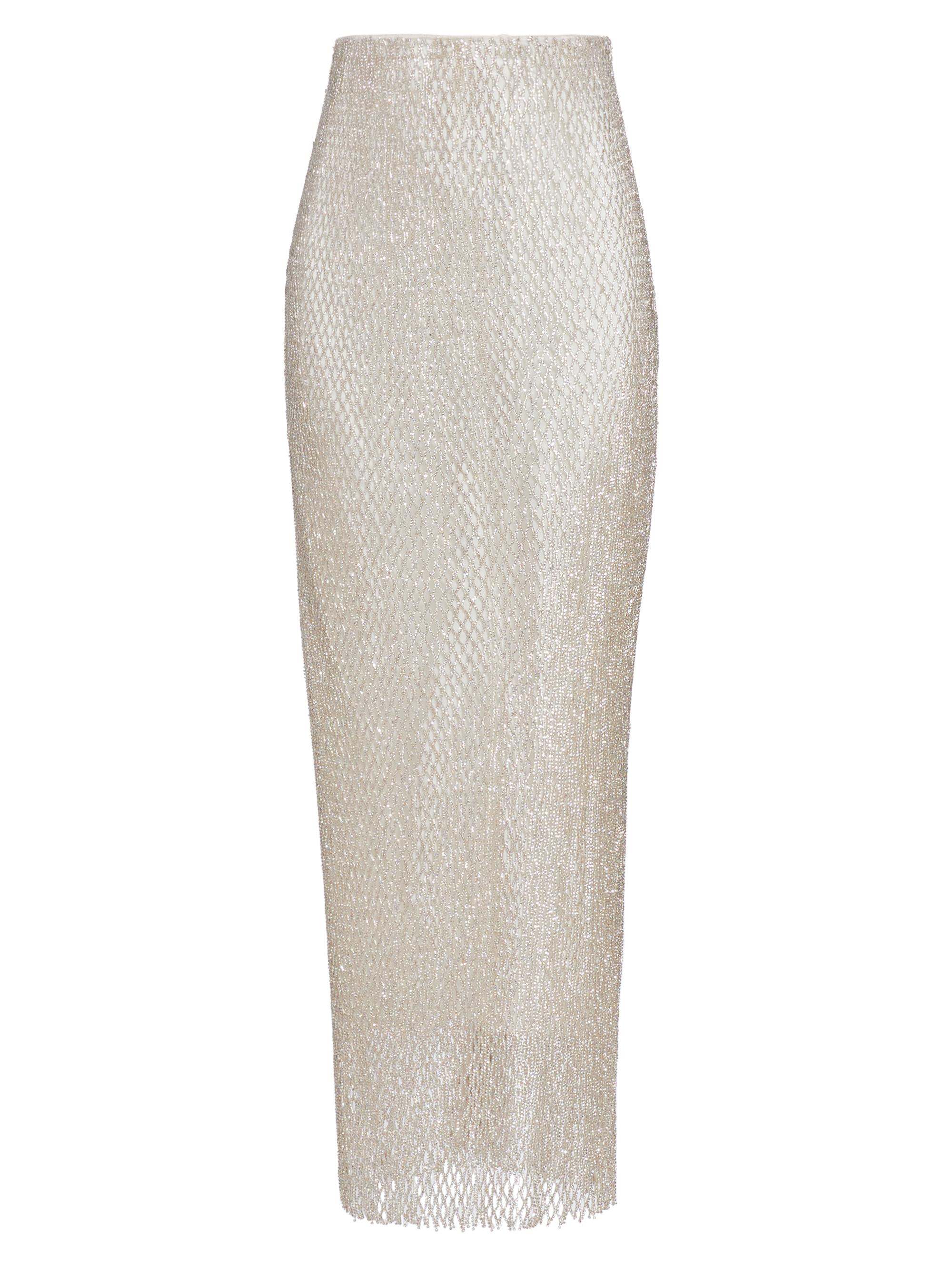 Markarian Women's Ulla Rhinestone Midi-Skirt - Beige Crystal Mesh