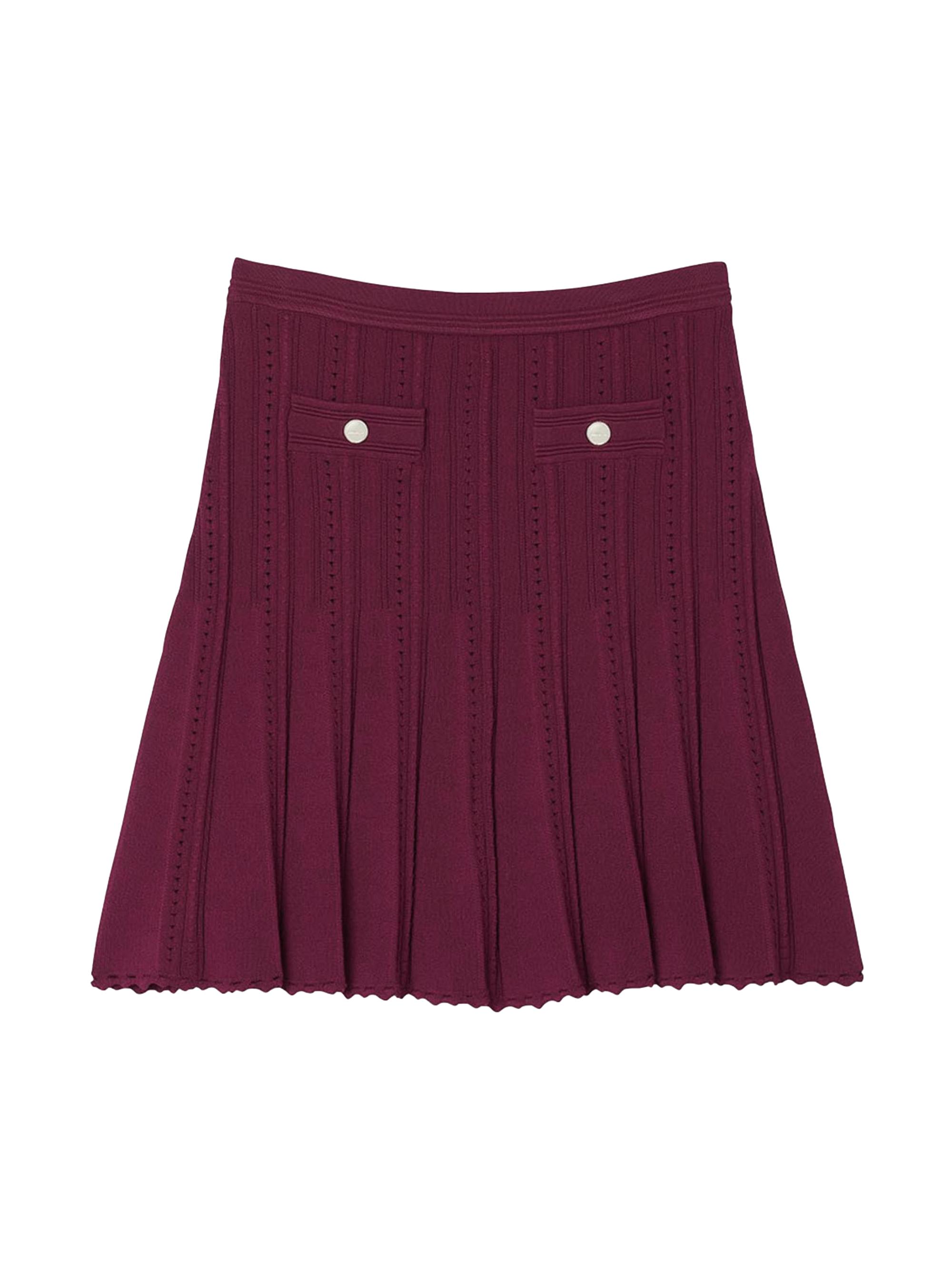Sandro Women's Short Pleated Knit Skirt - Burgundy