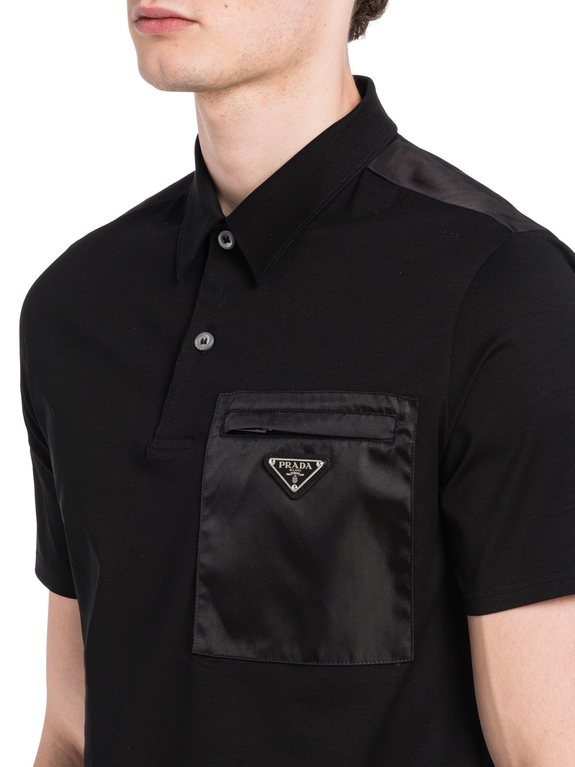 Prada Stretch Cotton Polo Shirt with Nylon Details | Saks Fifth Avenue