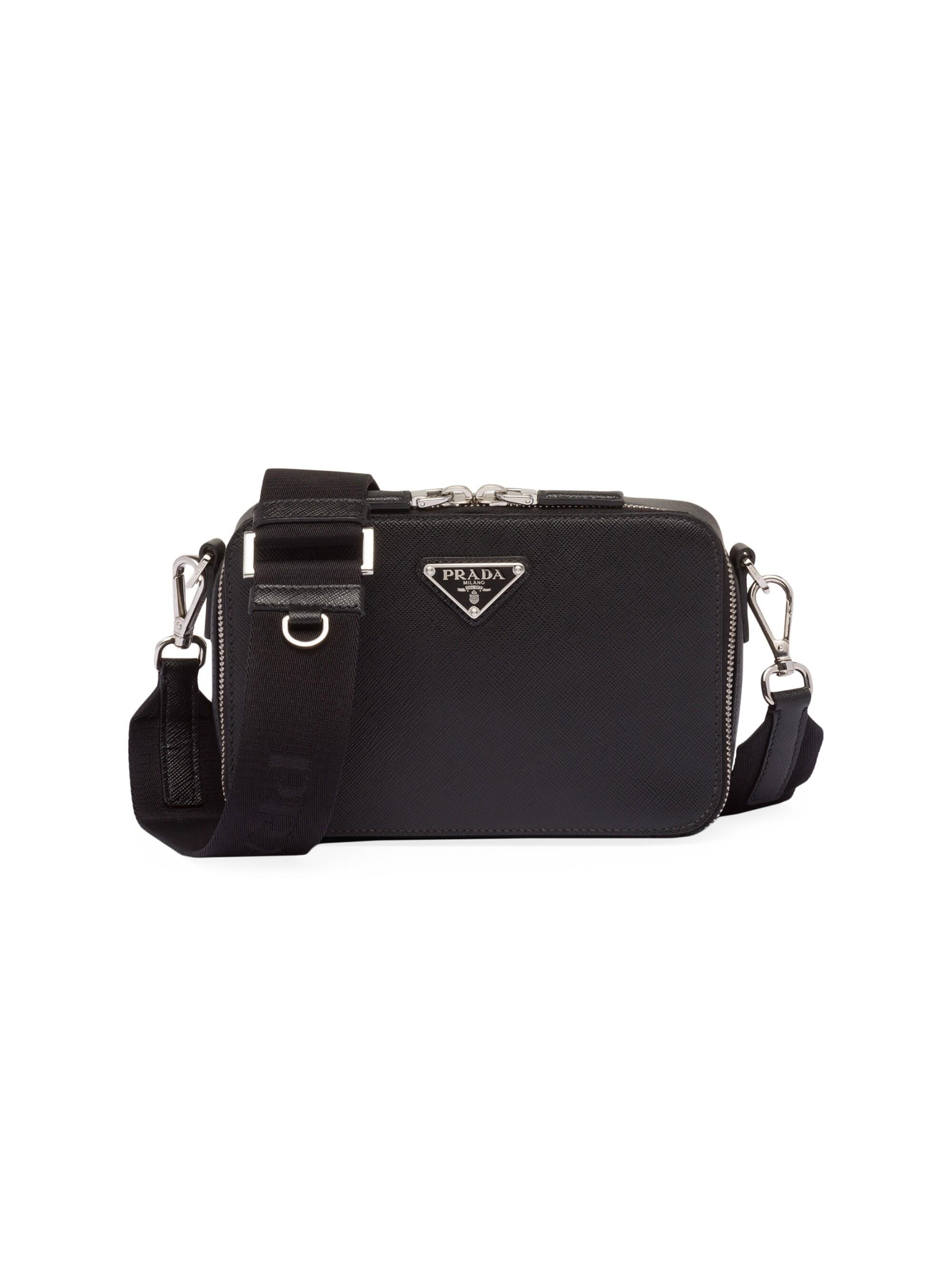 Prada Men's Small Saffiano Leather Brique Bag - Black