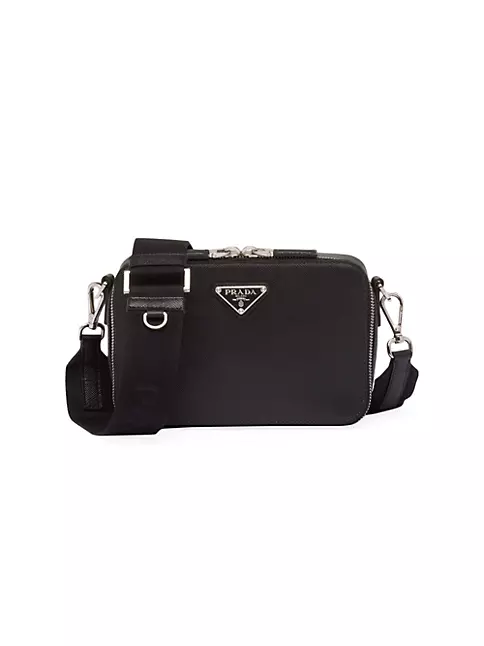 PRADA Mini Saffiano Leather Pouch Crossbody Bag Black