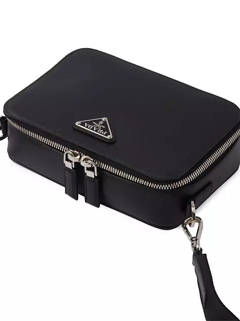 Black Small Saffiano Leather Prada Brique Bag