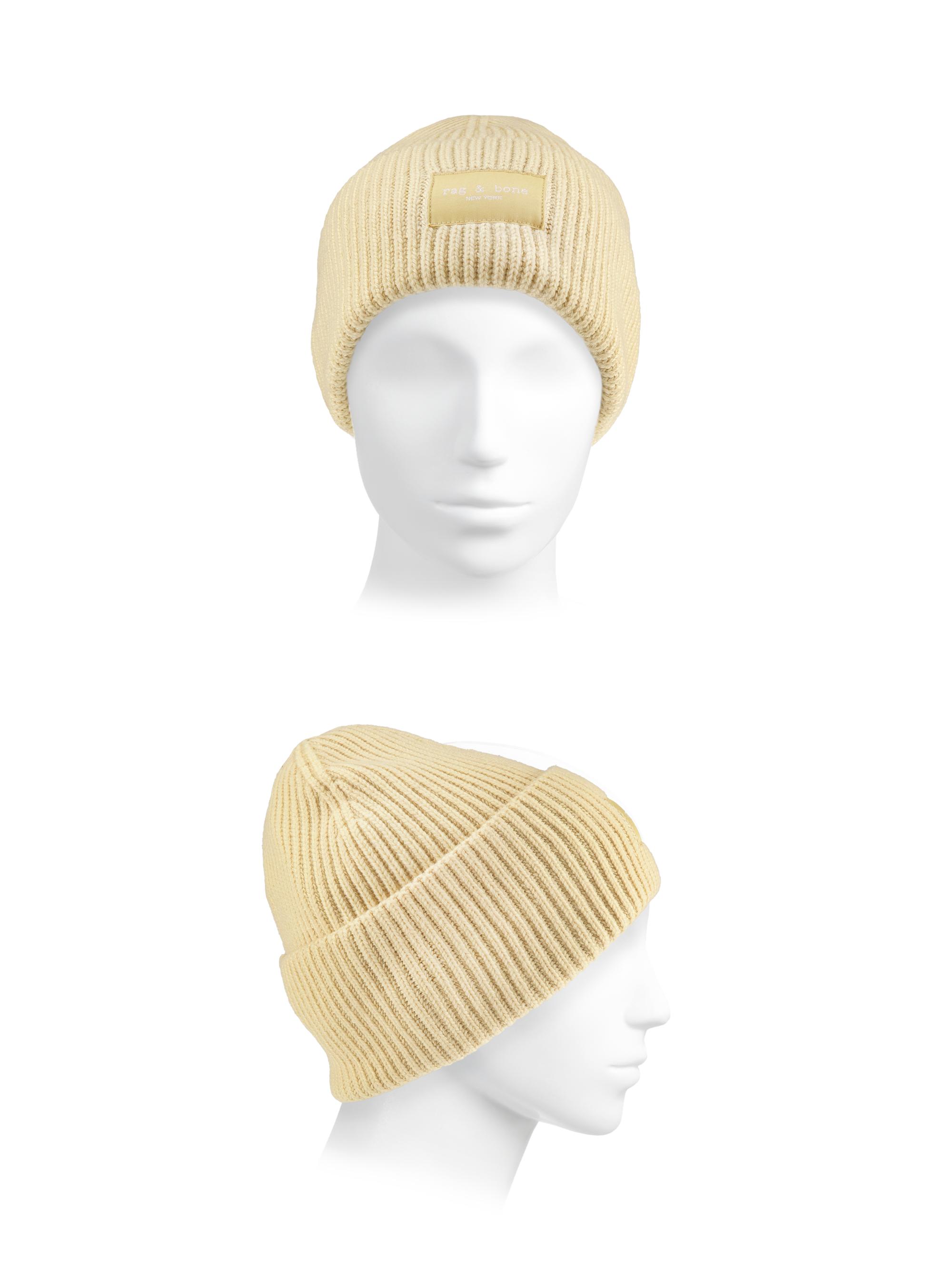 rag & bone New York Beige Knit Beanie HAt Rag & Bone Blake Tonal Beanie in Ivory | REVOLVE main image 2