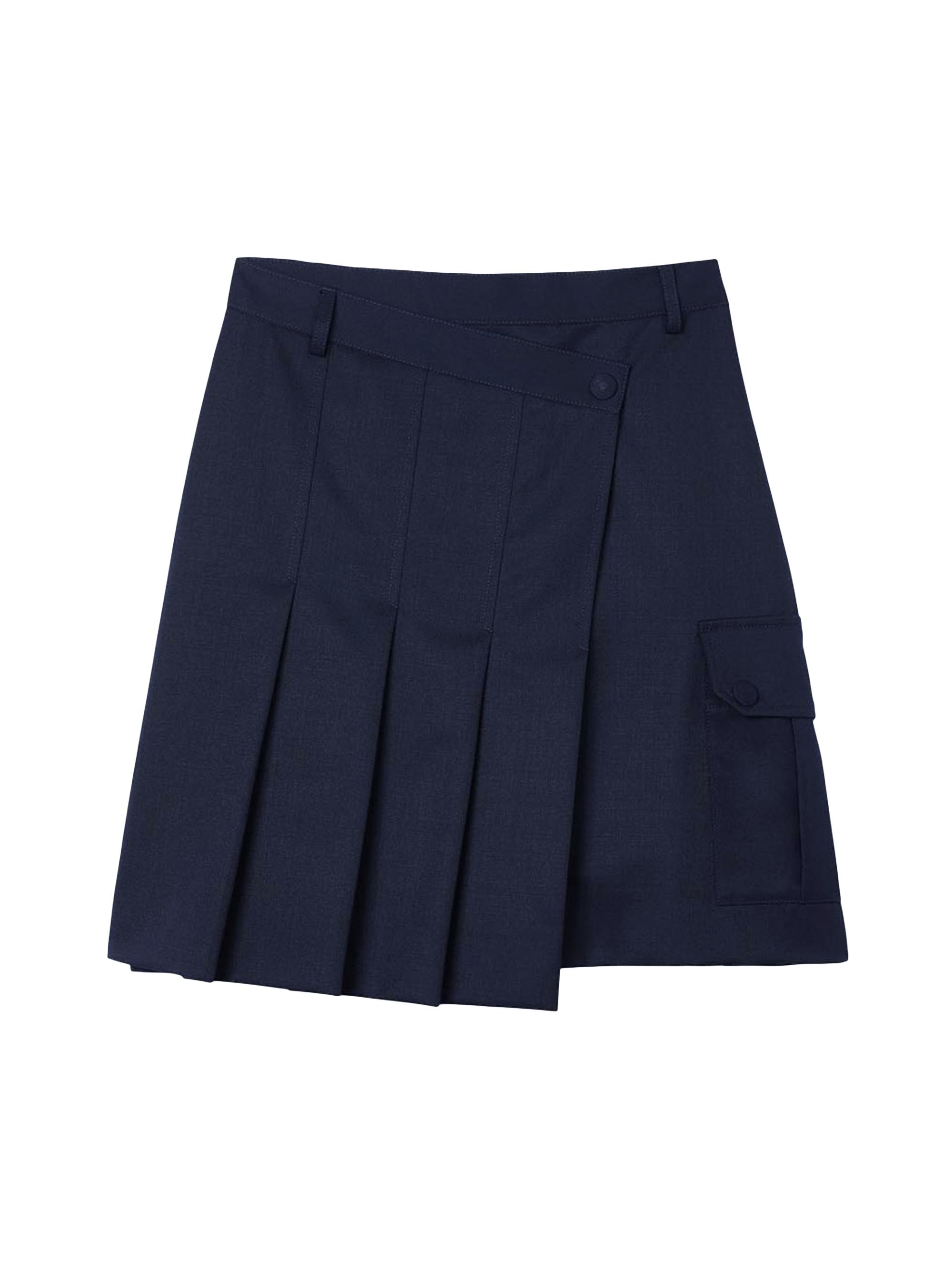 Sandro Women's Short Asymmetrical Pleated Skirt - Navy Blue