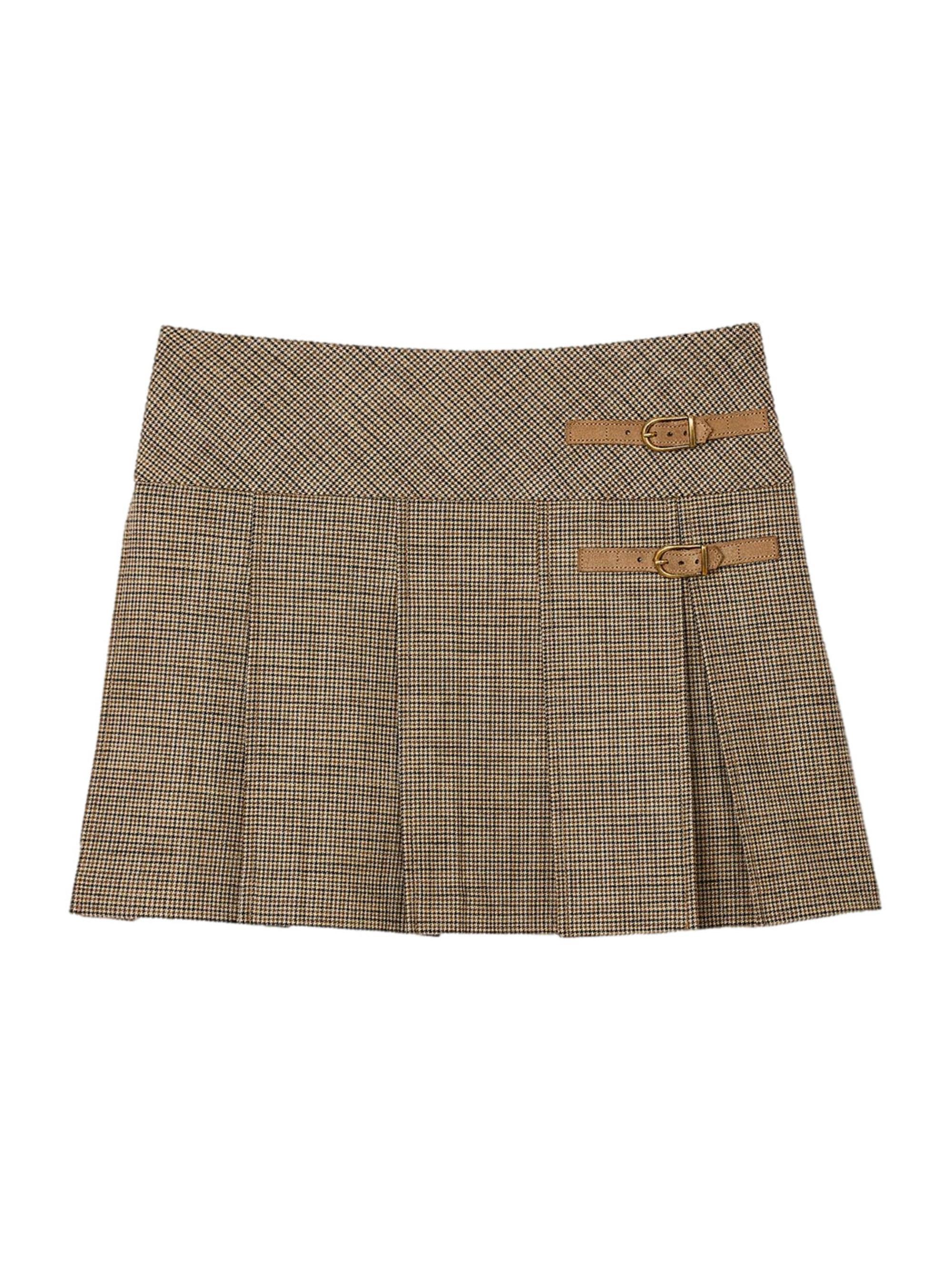 Sandro Women's Pleated Micro Houndstooth Skirt