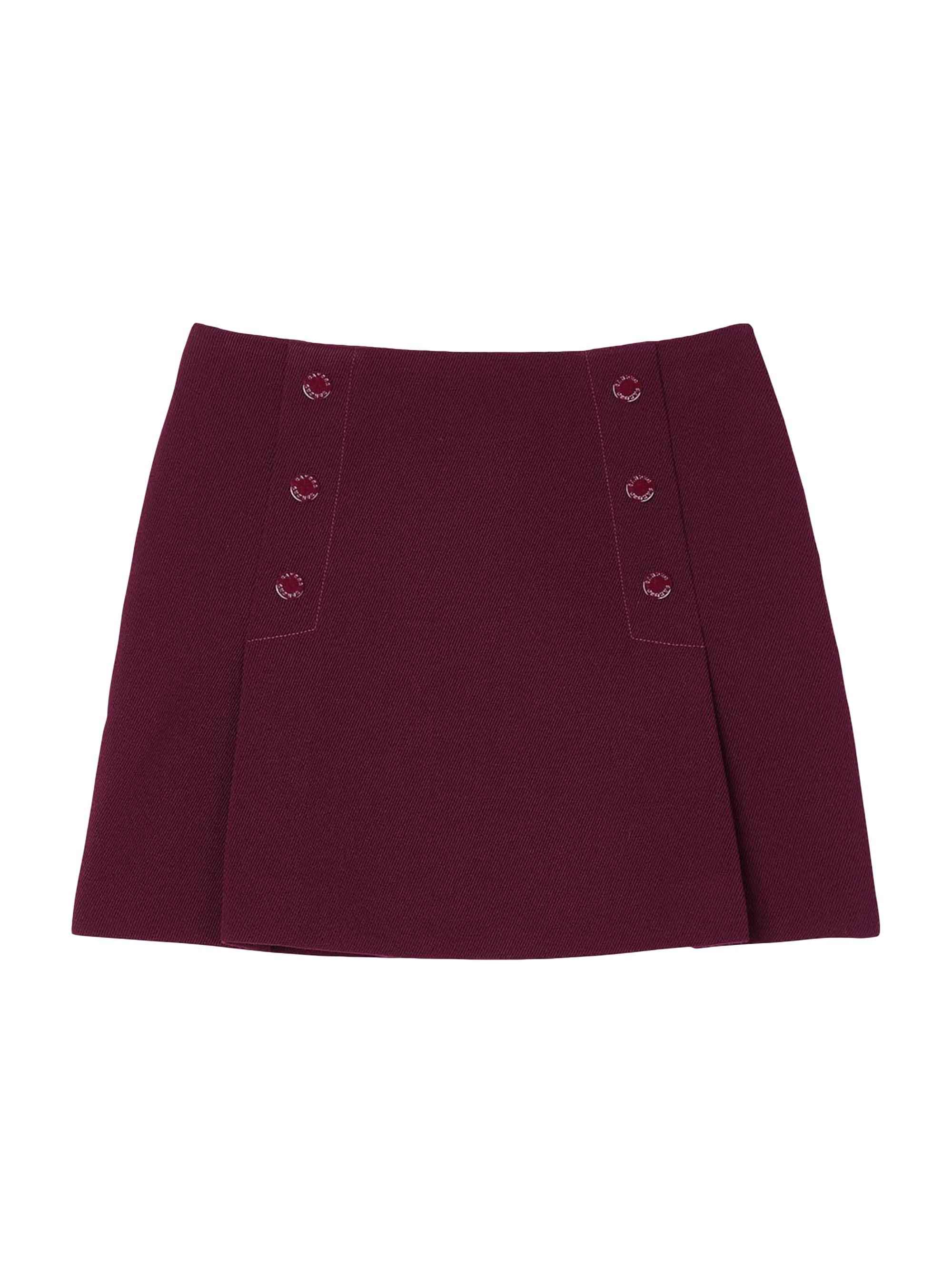 Sandro Women's Short Skirt with Press Studs - Burgundy