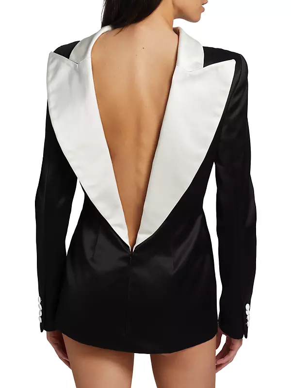 Reverse cotton-blend blazer dress in black - La Quan Smith