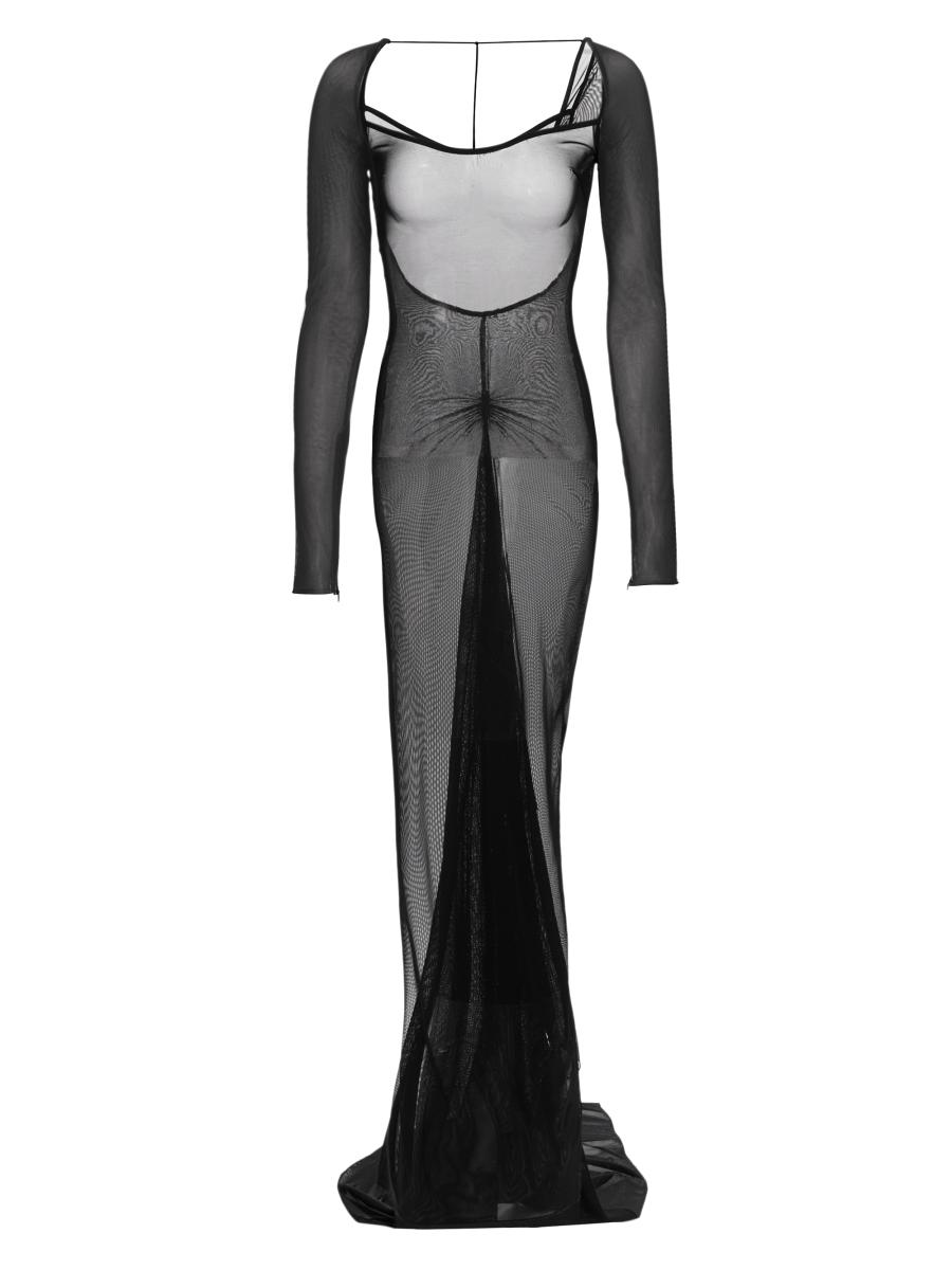 chinese dress ladies Dallas One Shoulder Mesh Maxi Dress - Lavender