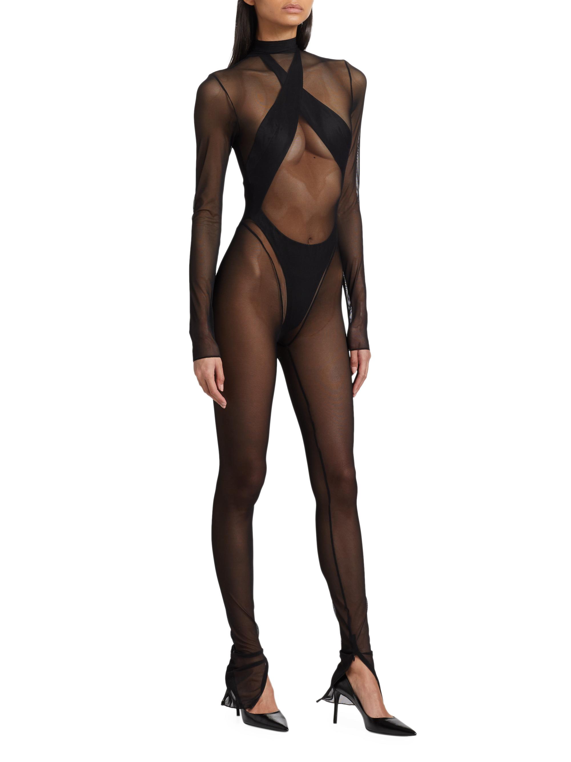 LaQuan Smith Sheer Mesh Zip Jumpsuit | Saks Fifth Avenue