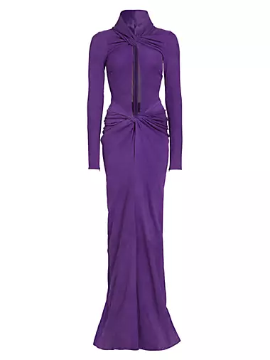Suede Keyhole Twisted Gown