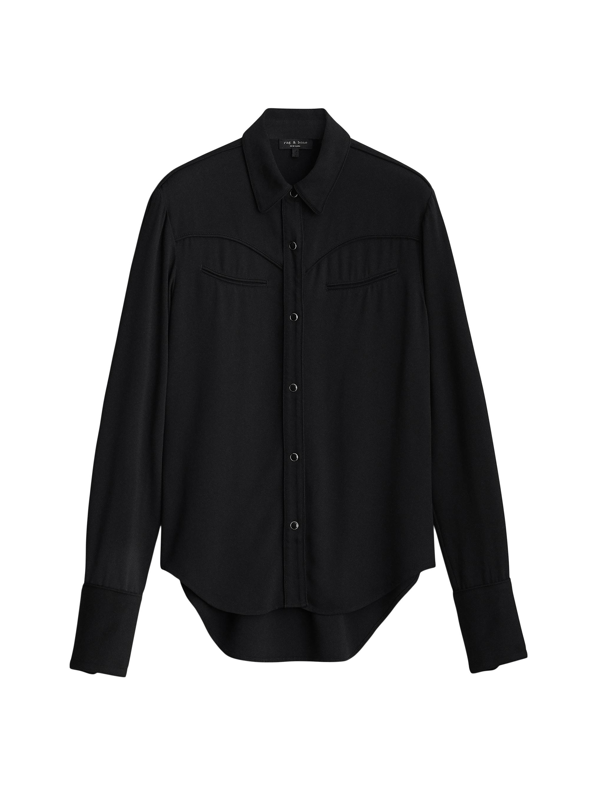 rag & bone Women's Cleo Piped-Trim Workshirt - Black