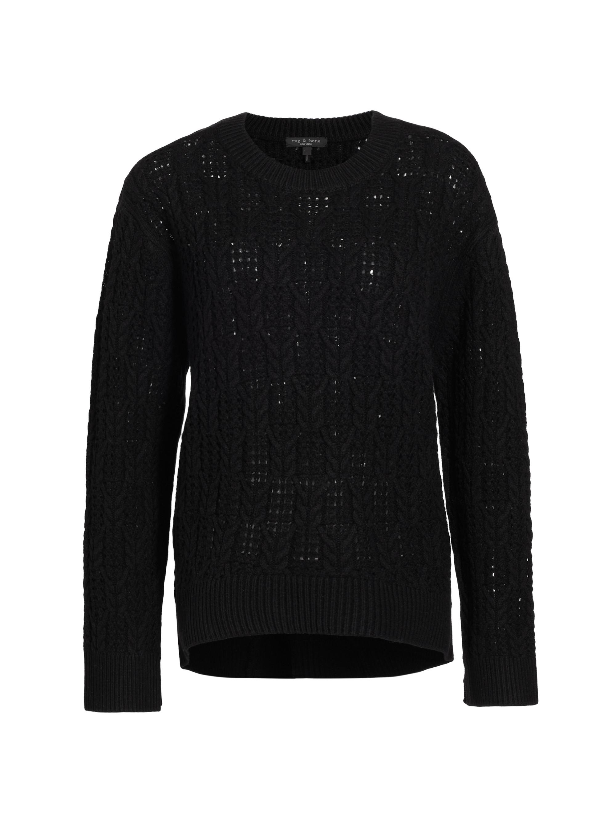 rag & bone Women's Divya Cable-Knit Wool Sweater - Black