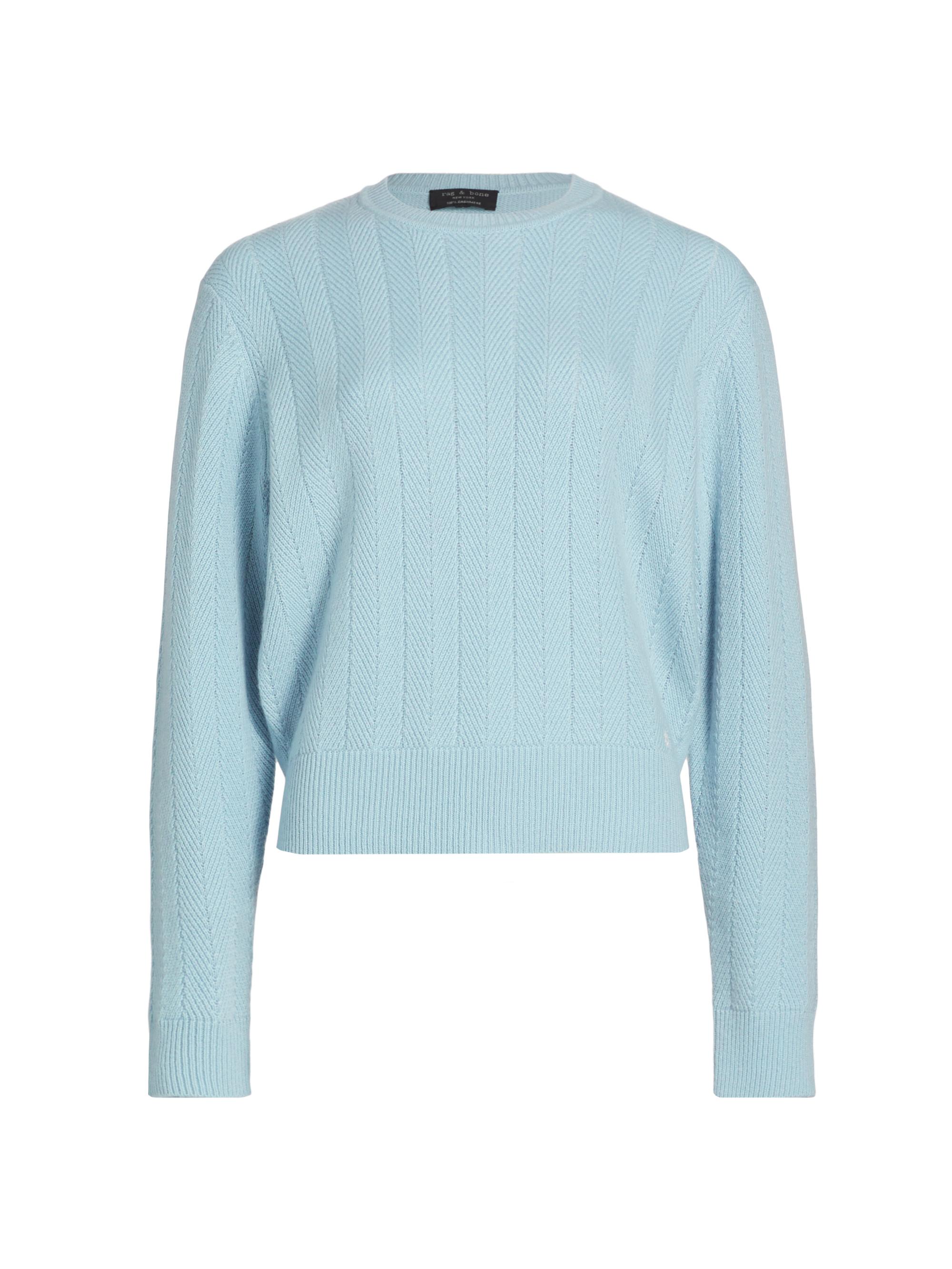 rag & bone Women's Durham Herringbone Cashmere Sweater - Light Blue