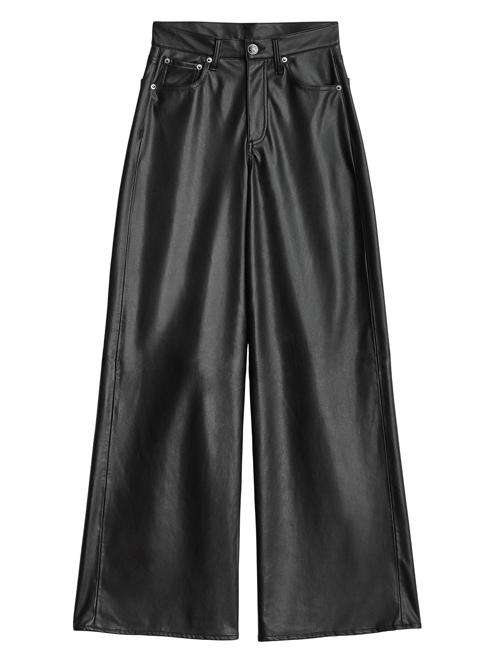 rag & bone Women's Sofie Faux Leather Wide-Leg Pants - Black